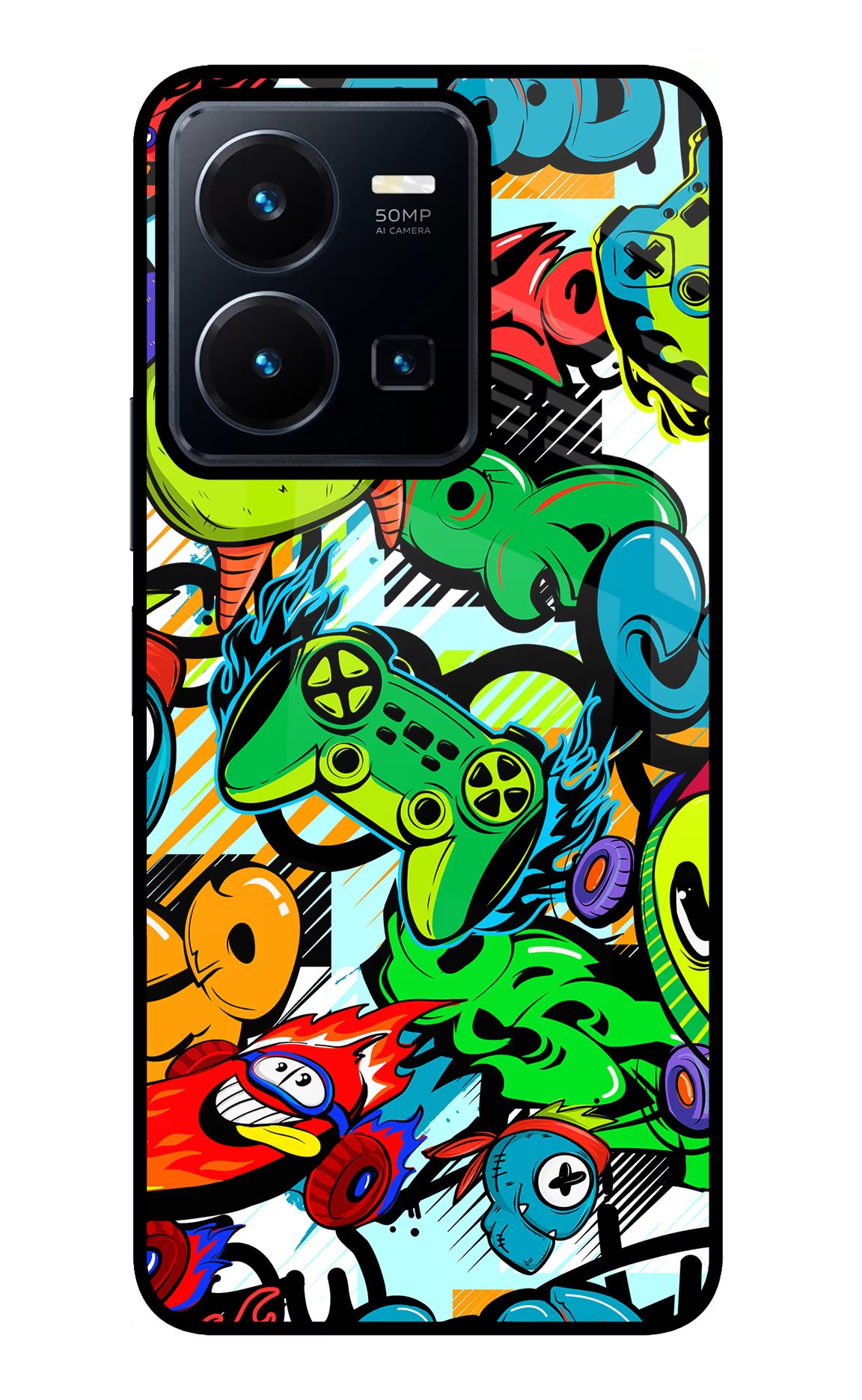 Game Doodle Vivo Y35 Glass Case - Game Doodle Vivo Y35 Glass Case Game Doodle Vivo Y35 Glass Case