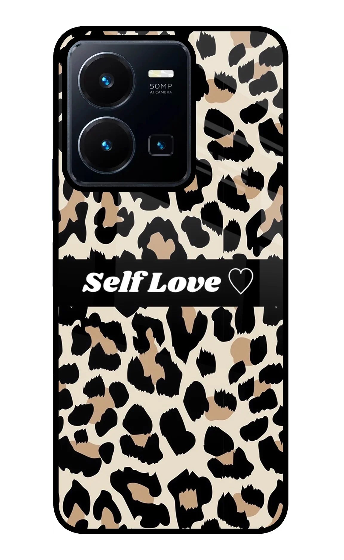 Leopard Print Self Love Vivo Y35 Glass Case - Leopard Print Self Love Vivo Y35 Glass Case Leopard Print Self Love Vivo Y35 Glass Case