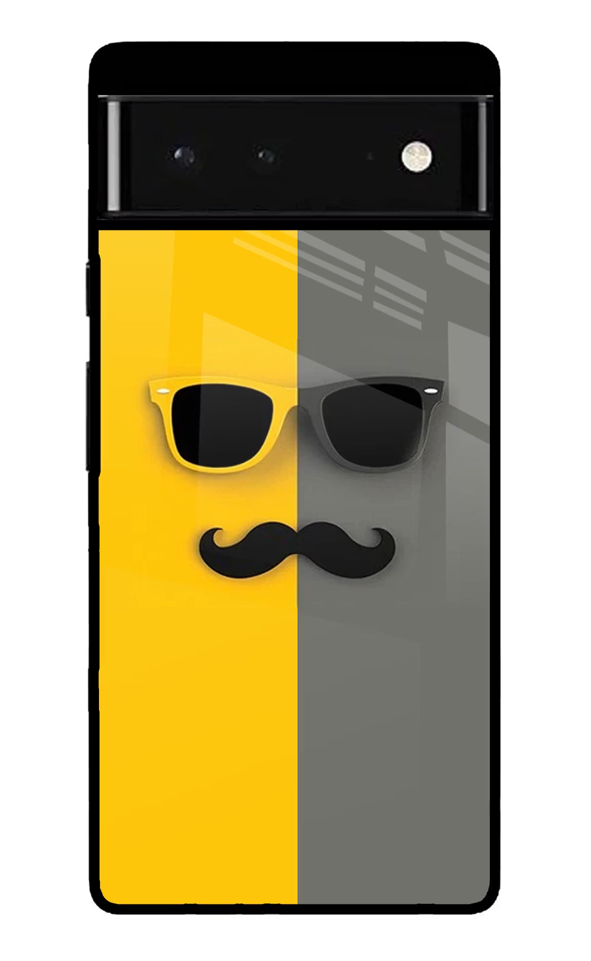 Sunglasses with Mustache Google Pixel 6 Back Cover - Sunglasses with Mustache Google Pixel 6 Glass Case Back Cover by Casekaro Sunglasses with Mustache Google Pixel 6 Glass Case Back Cover by Casekaro