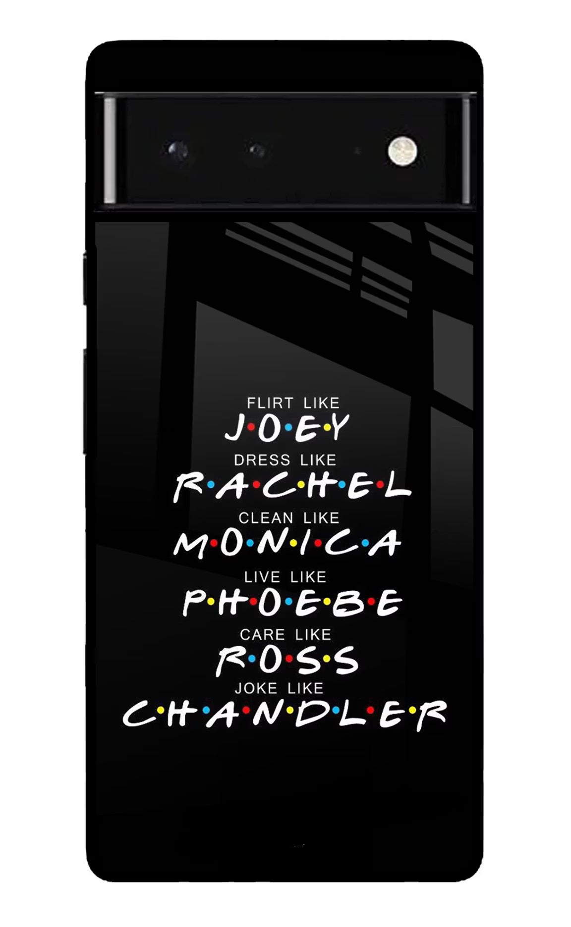 FRIENDS Character Google Pixel 6 Back Cover - FRIENDS Character Google Pixel 6 Glass Case Back Cover by Casekaro FRIENDS Character Google Pixel 6 Glass Case Back Cover by Casekaro