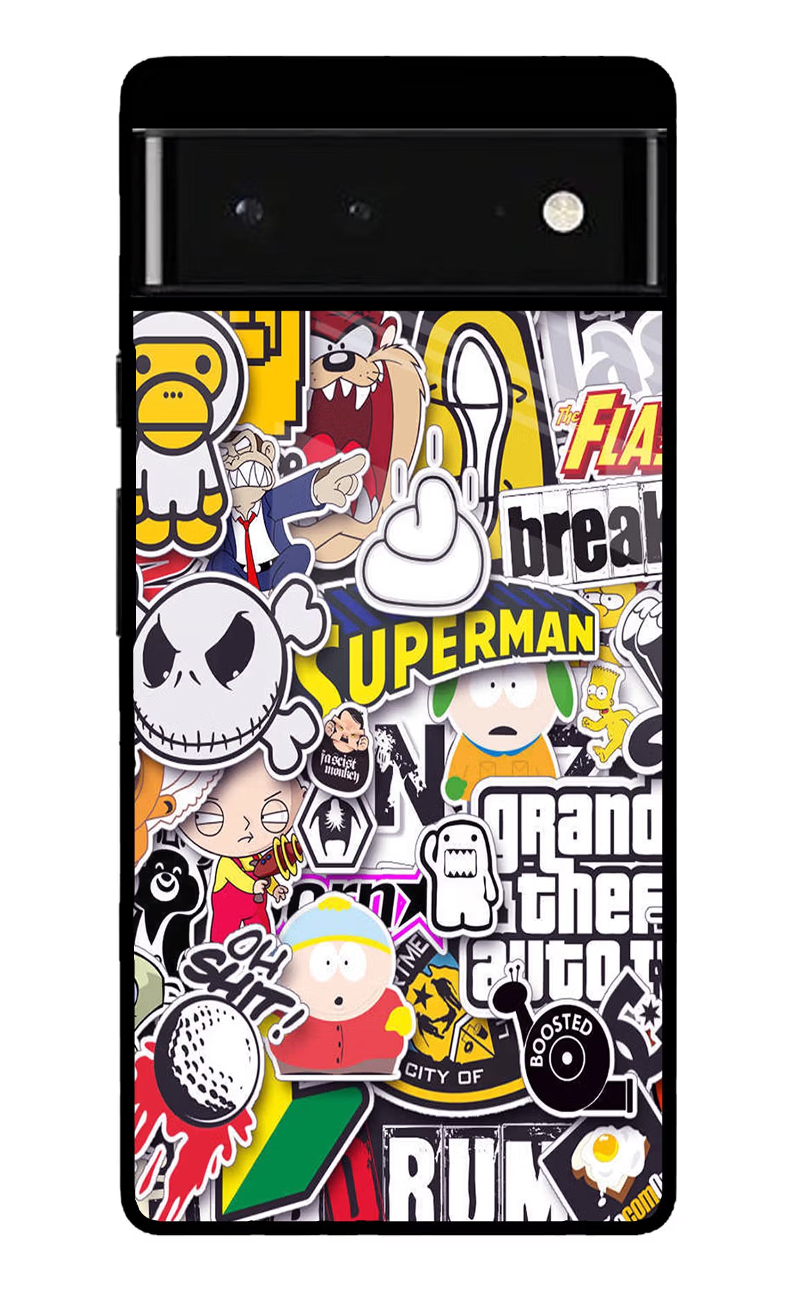 Sticker Bomb Google Pixel 6 Back Cover - Sticker Bomb Google Pixel 6 Glass Case Back Cover by Casekaro Sticker Bomb Google Pixel 6 Glass Case Back Cover by Casekaro