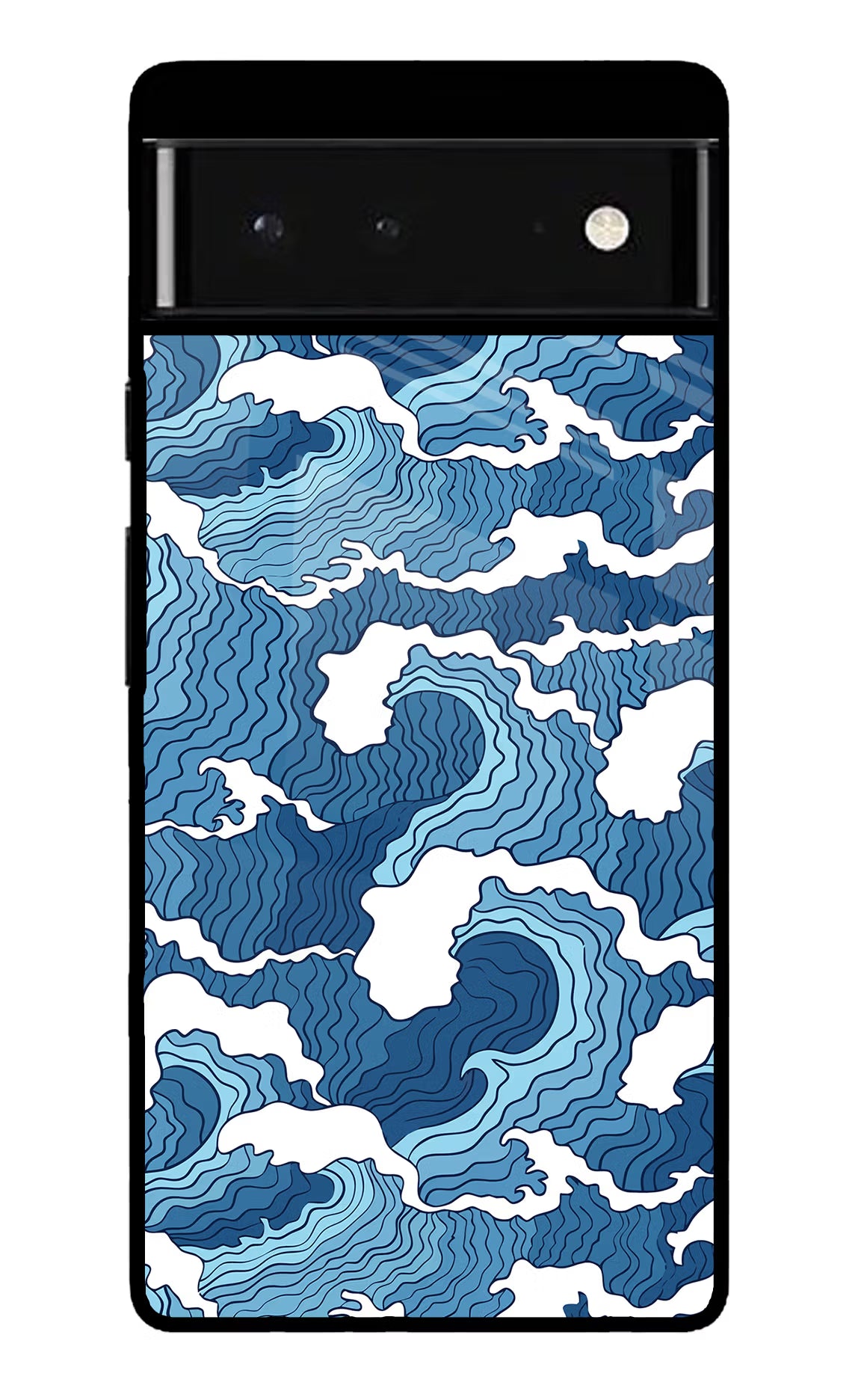 Blue Waves Google Pixel 6 Back Cover - Blue Waves Google Pixel 6 Glass Case Back Cover by Casekaro Blue Waves Google Pixel 6 Glass Case Back Cover by Casekaro
