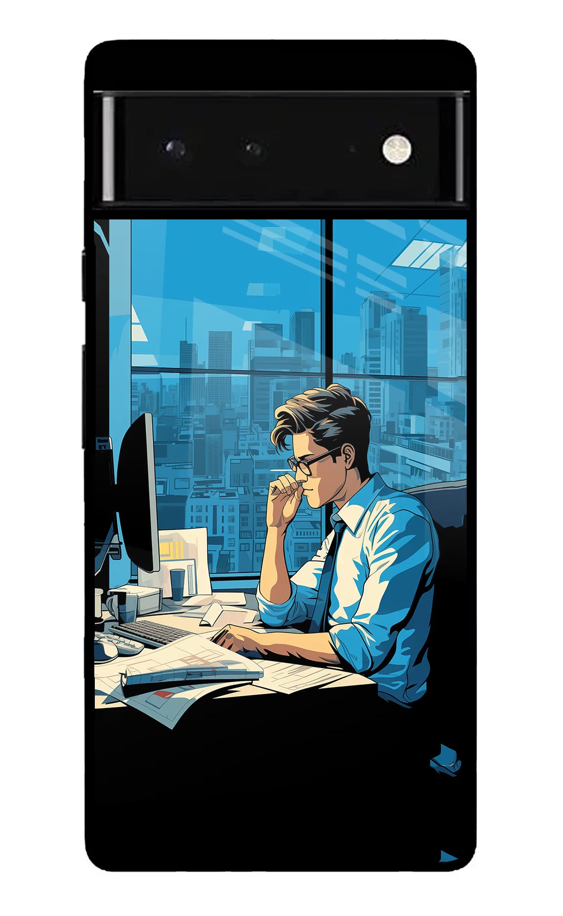 Focused Hustler (AI Generated) Google Pixel 6 Back Cover - Focused Hustler (AI Generated) Google Pixel 6 Glass Case Back Cover by Casekaro Focused Hustler (AI Generated) Google Pixel 6 Glass Case Back Cover by Casekaro