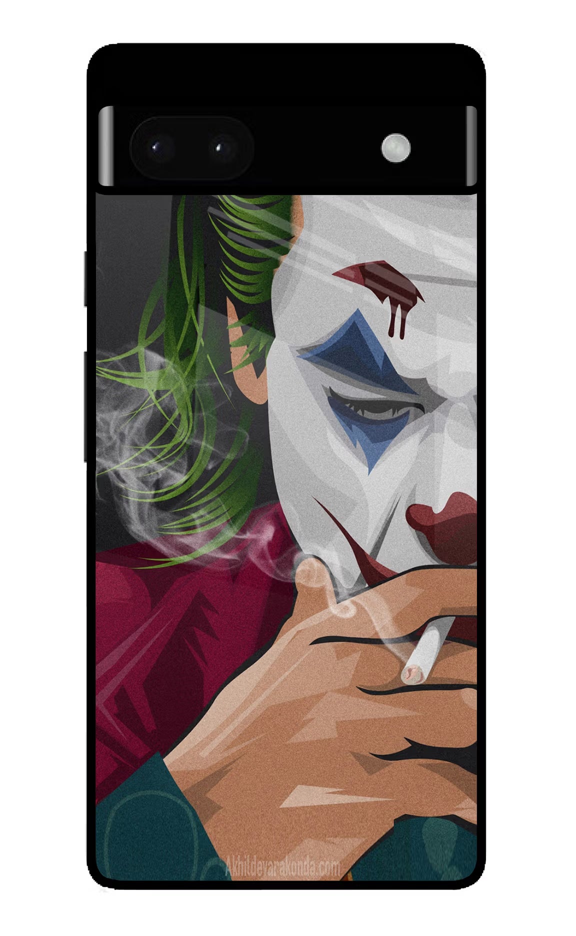 Joker Smoking Google Pixel 6A Glass Case - Joker Smoking Google Pixel 6A Glass Case Joker Smoking Google Pixel 6A Glass Case