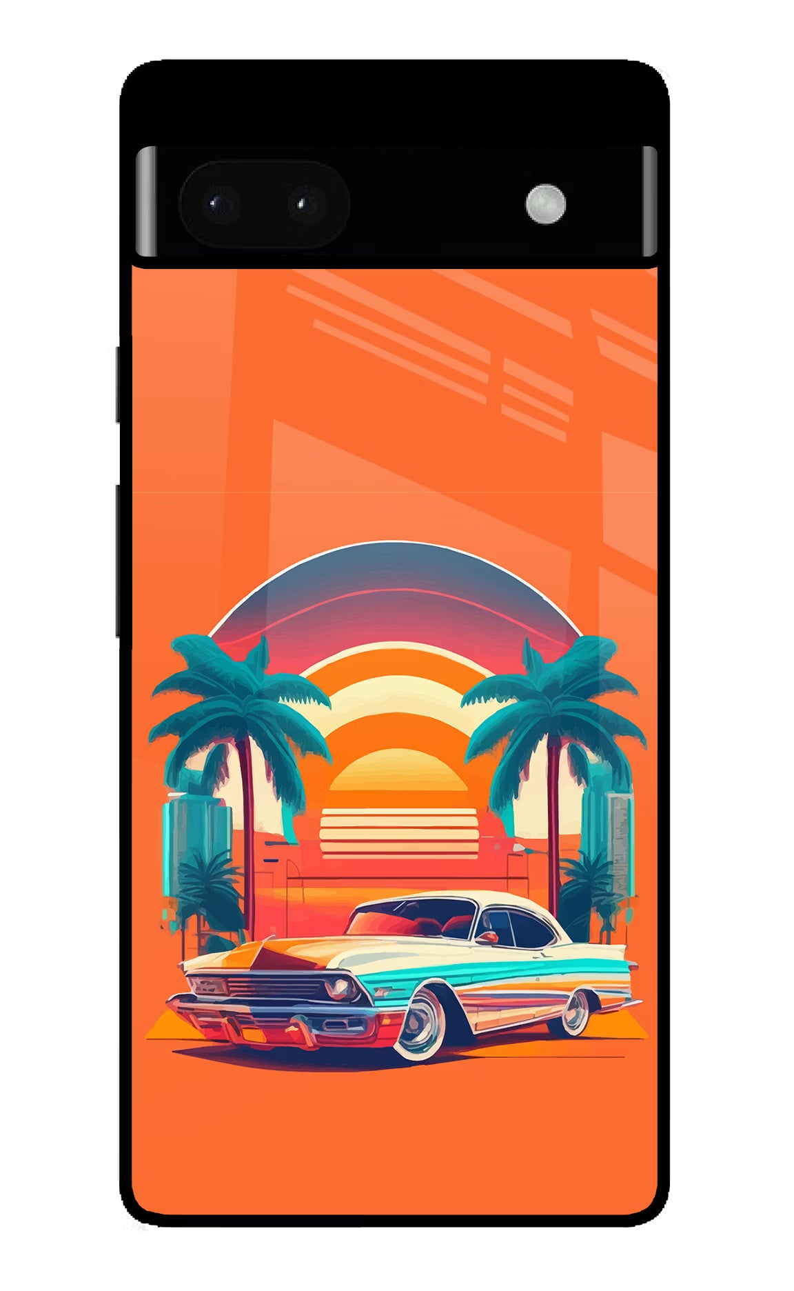 Palm Drive 80s Google Pixel 6A Glass Case - Palm Drive 80s Google Pixel 6A Glass Case Palm Drive 80s Google Pixel 6A Glass Case