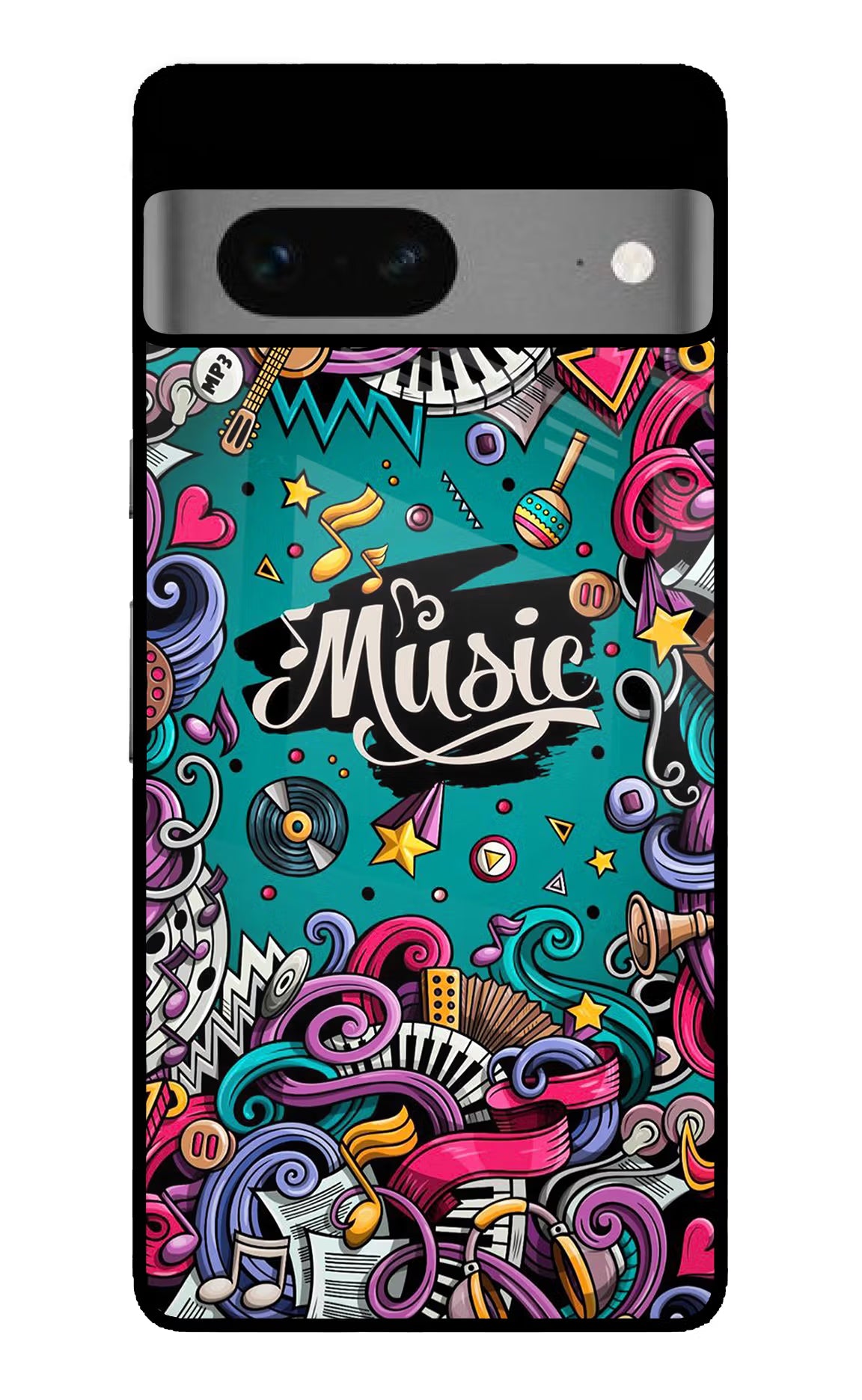 Music Graffiti Google Pixel 7 Glass Case - Music Graffiti Google Pixel 7 Glass Case Music Graffiti Google Pixel 7 Glass Case