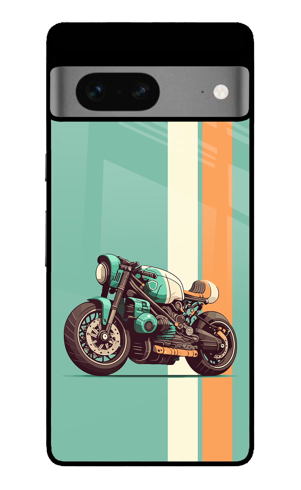 Striped Moto Drift Google Pixel 7 Back Cover - Striped Moto Drift Google Pixel 7 Glass Case Back Cover by Casekaro Striped Moto Drift Google Pixel 7 Glass Case Back Cover by Casekaro
