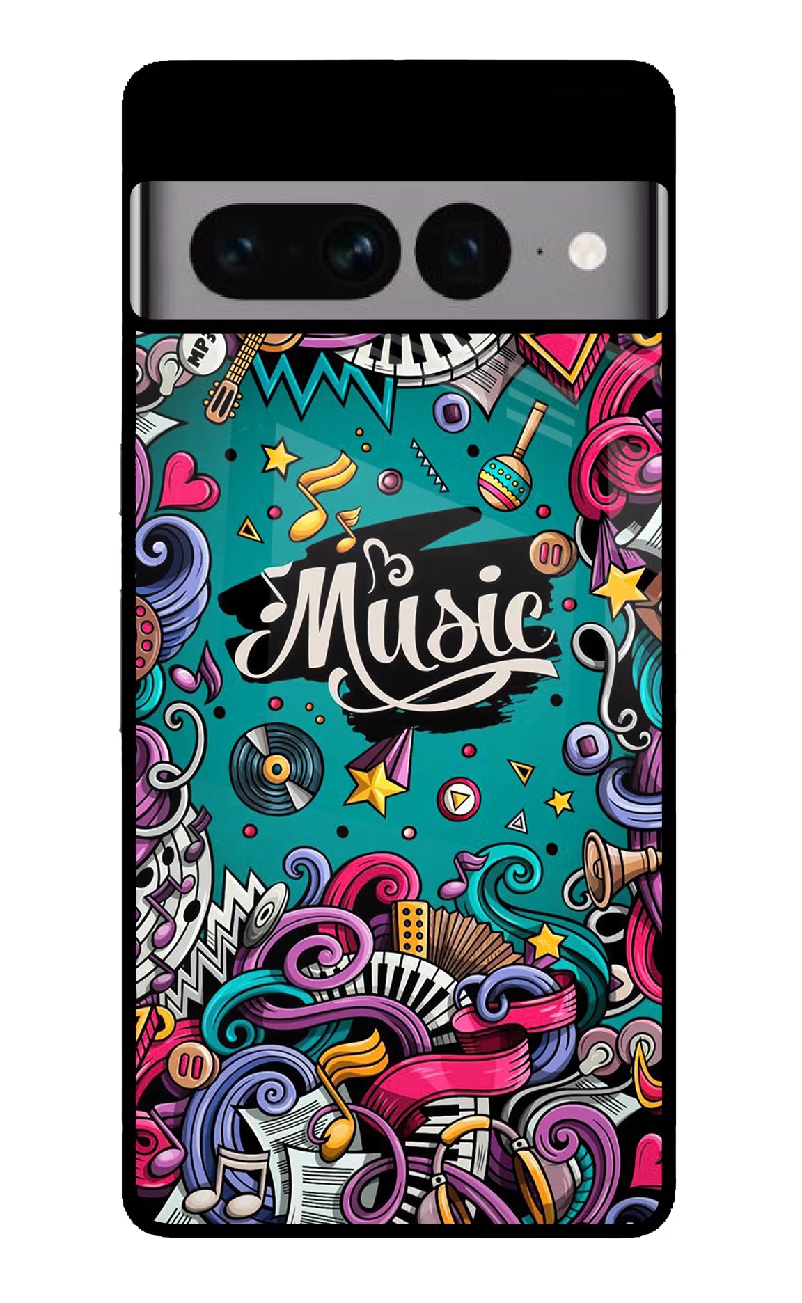 Music Graffiti Google Pixel 7 Pro Back Cover - Music Graffiti Google Pixel 7 Pro Glass Case Back Cover by Casekaro Music Graffiti Google Pixel 7 Pro Glass Case Back Cover by Casekaro