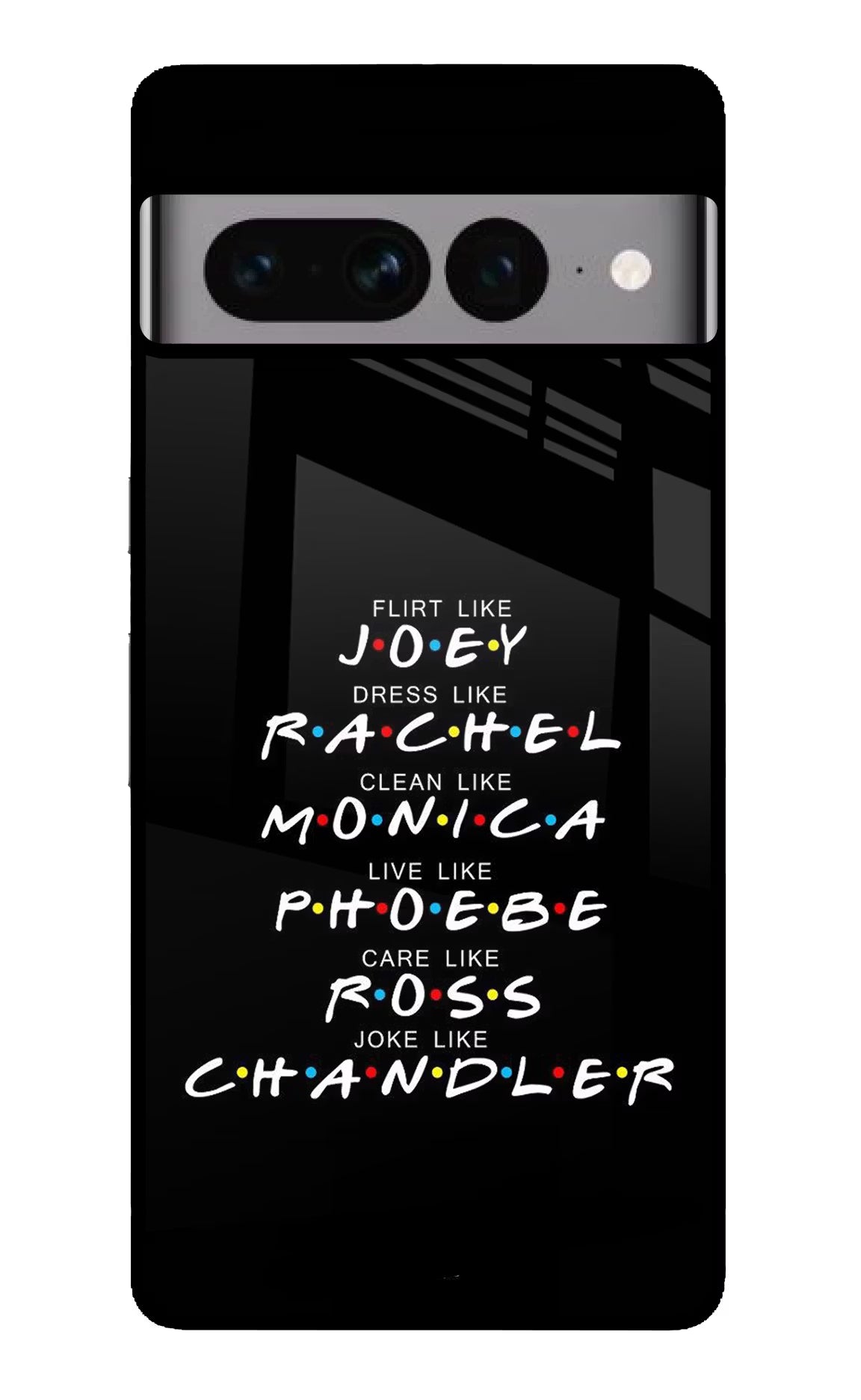 FRIENDS Character Google Pixel 7 Pro Back Cover - FRIENDS Character Google Pixel 7 Pro Glass Case Back Cover by Casekaro FRIENDS Character Google Pixel 7 Pro Glass Case Back Cover by Casekaro
