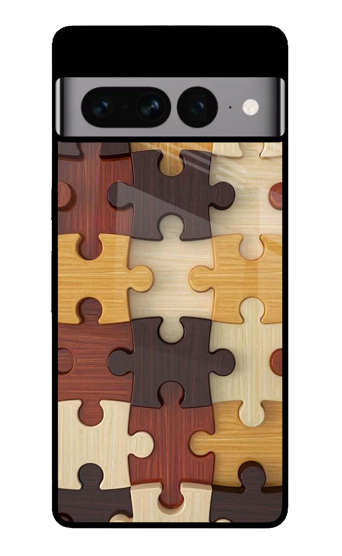 Wooden Puzzle Google Pixel 7 Pro Back Cover - Wooden Puzzle Google Pixel 7 Pro Glass Case Back Cover by Casekaro Wooden Puzzle Google Pixel 7 Pro Glass Case Back Cover by Casekaro