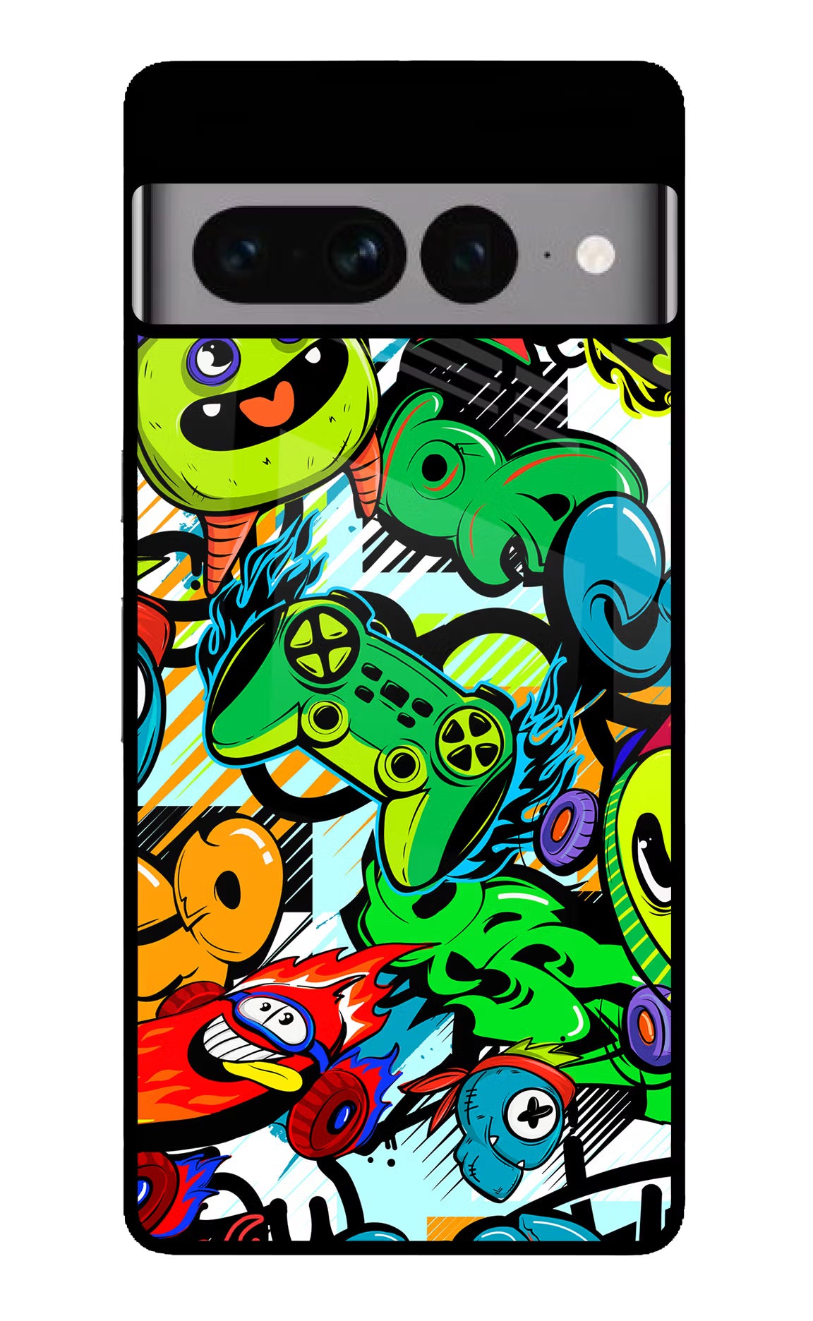 Game Doodle Google Pixel 7 Pro Back Cover - Game Doodle Google Pixel 7 Pro Glass Case Back Cover by Casekaro Game Doodle Google Pixel 7 Pro Glass Case Back Cover by Casekaro