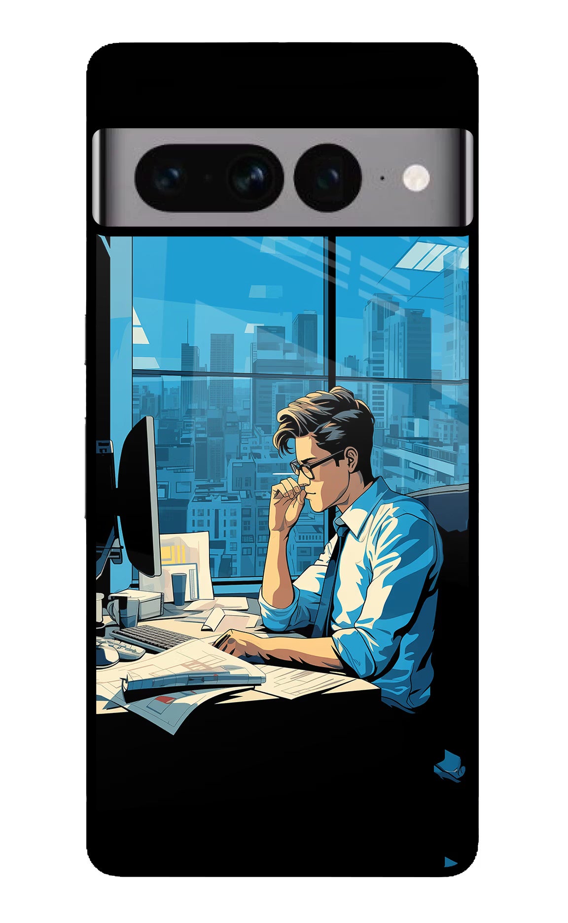 Focused Hustler (AI Generated) Google Pixel 7 Pro Back Cover - Focused Hustler (AI Generated) Google Pixel 7 Pro Glass Case Back Cover by Casekaro Focused Hustler (AI Generated) Google Pixel 7 Pro Glass Case Back Cover by Casekaro