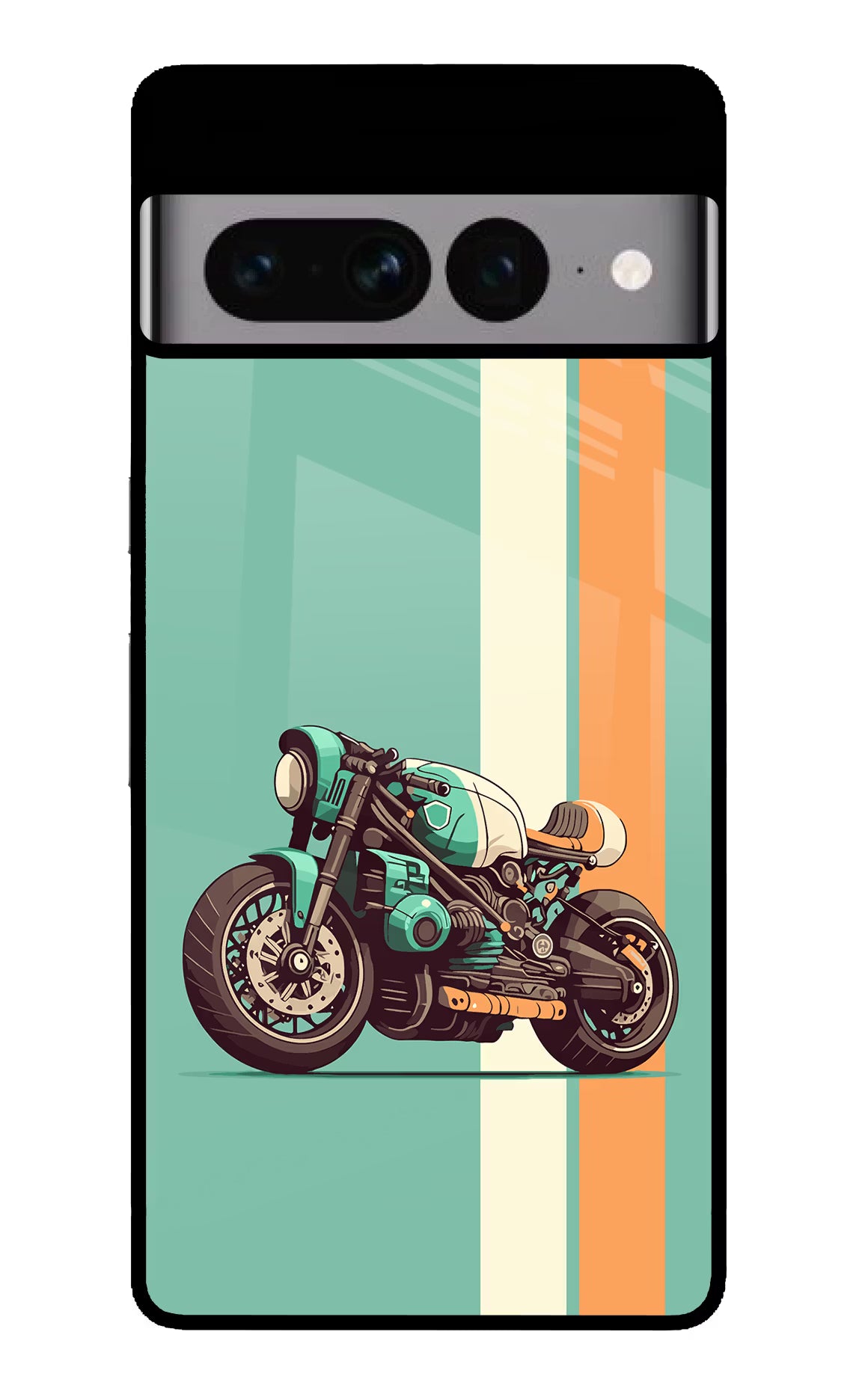 Striped Moto Drift Google Pixel 7 Pro Back Cover - Striped Moto Drift Google Pixel 7 Pro Glass Case Back Cover by Casekaro Striped Moto Drift Google Pixel 7 Pro Glass Case Back Cover by Casekaro