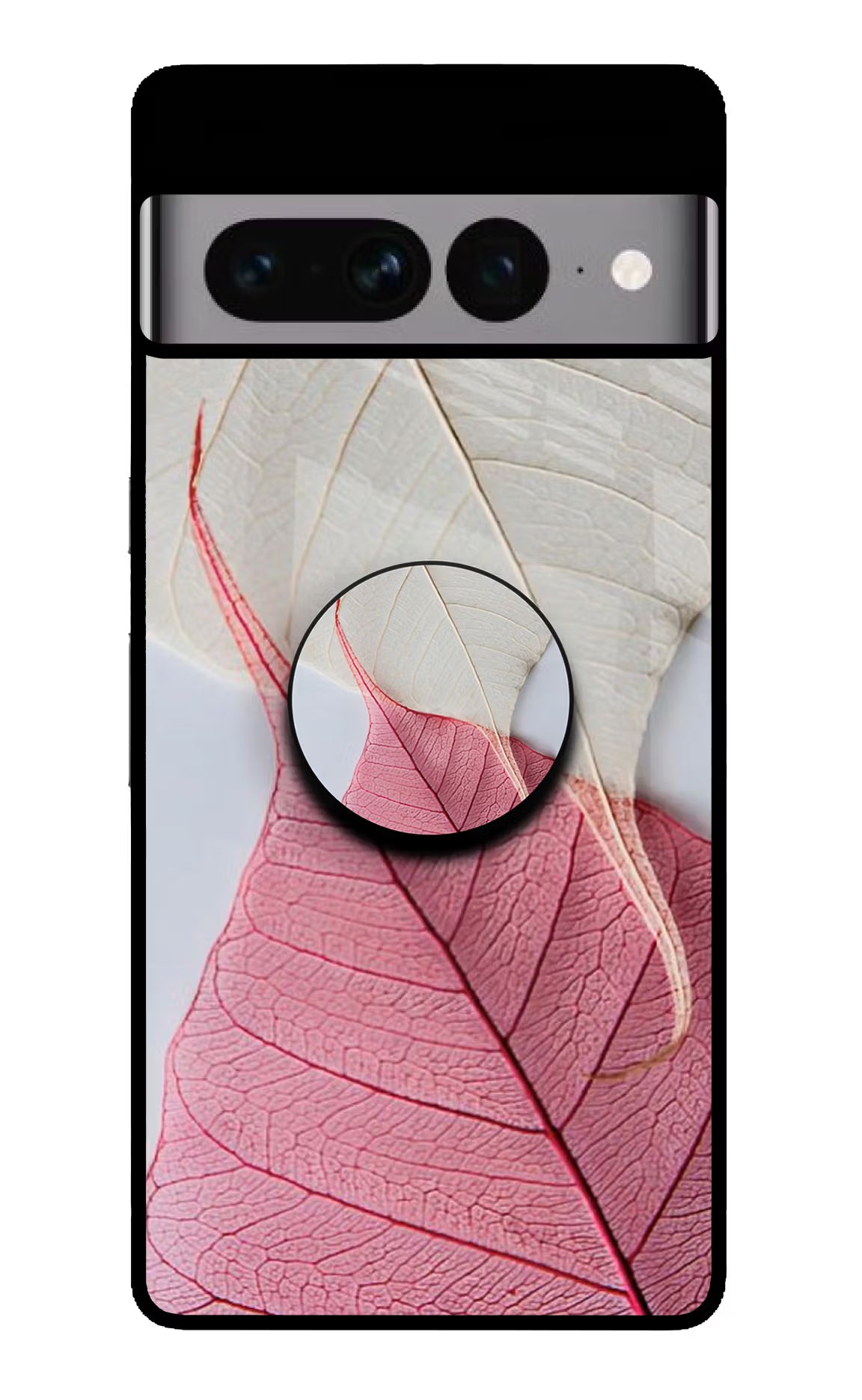 White Pink Leaf Google Pixel 7 Pro Pop Case - White Pink Leaf Google Pixel 7 Pro Pop Case by Casekaro White Pink Leaf Google Pixel 7 Pro Pop Case by Casekaro