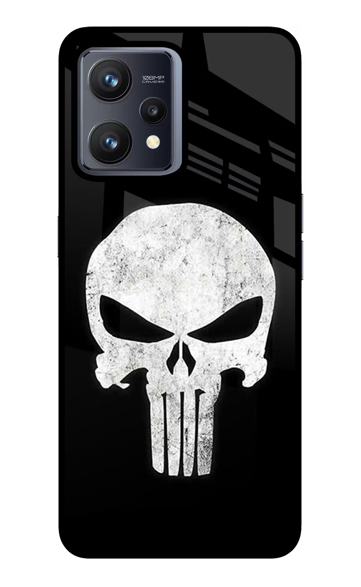 Punisher Skull Realme 9 4G Back Cover - Punisher Skull Realme 9 4G Glass Case Back Cover by Casekaro Punisher Skull Realme 9 4G Glass Case Back Cover by Casekaro