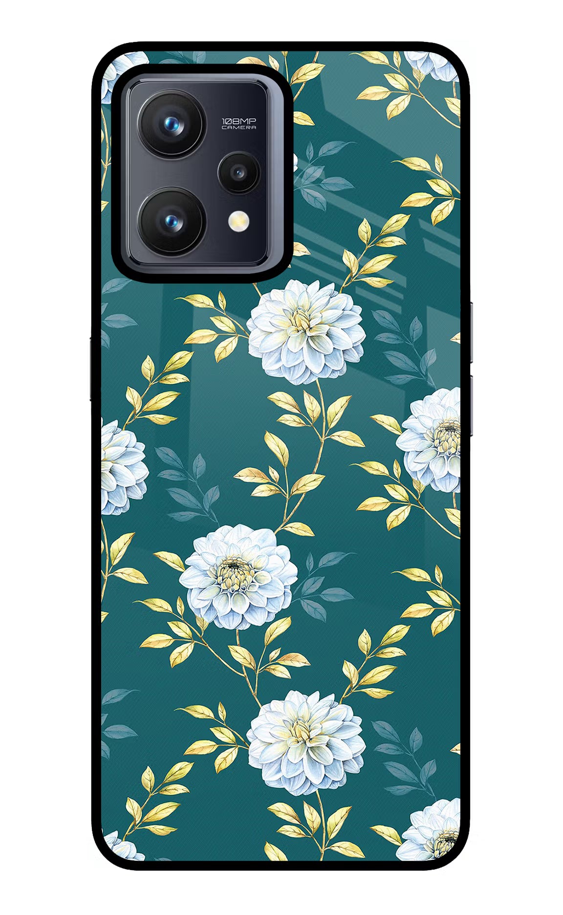Flowers Realme 9 4G Back Cover - Flowers Realme 9 4G Glass Case Back Cover by Casekaro Flowers Realme 9 4G Glass Case Back Cover by Casekaro