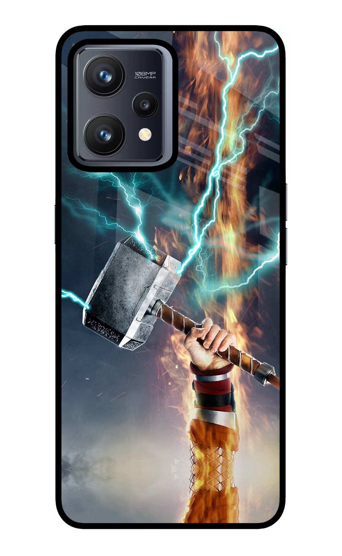 Thor Hammer Mjolnir Realme 9 4G Back Cover - Thor Hammer Mjolnir Realme 9 4G Glass Case Back Cover by Casekaro Thor Hammer Mjolnir Realme 9 4G Glass Case Back Cover by Casekaro