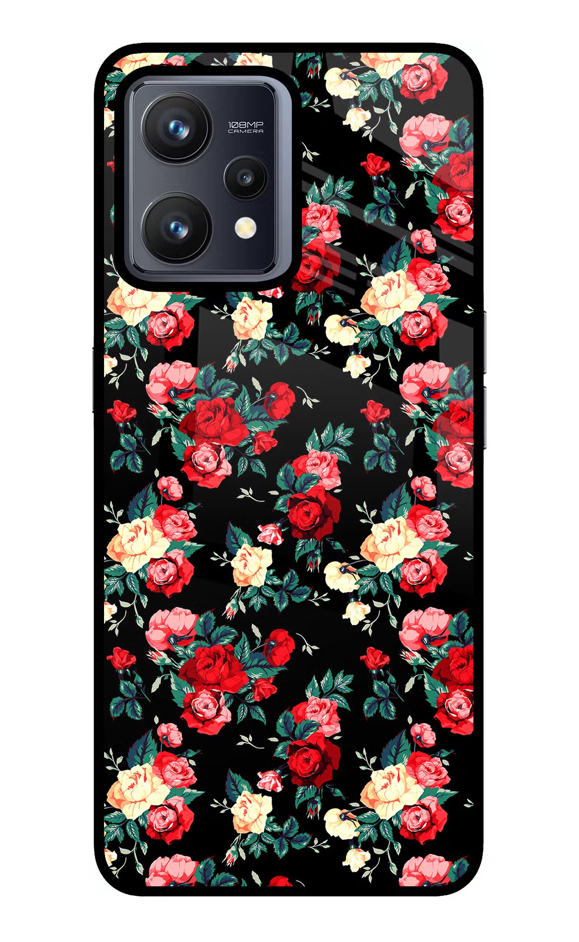 Rose Pattern Realme 9 4G Back Cover - Rose Pattern Realme 9 4G Glass Case Back Cover by Casekaro Rose Pattern Realme 9 4G Glass Case Back Cover by Casekaro