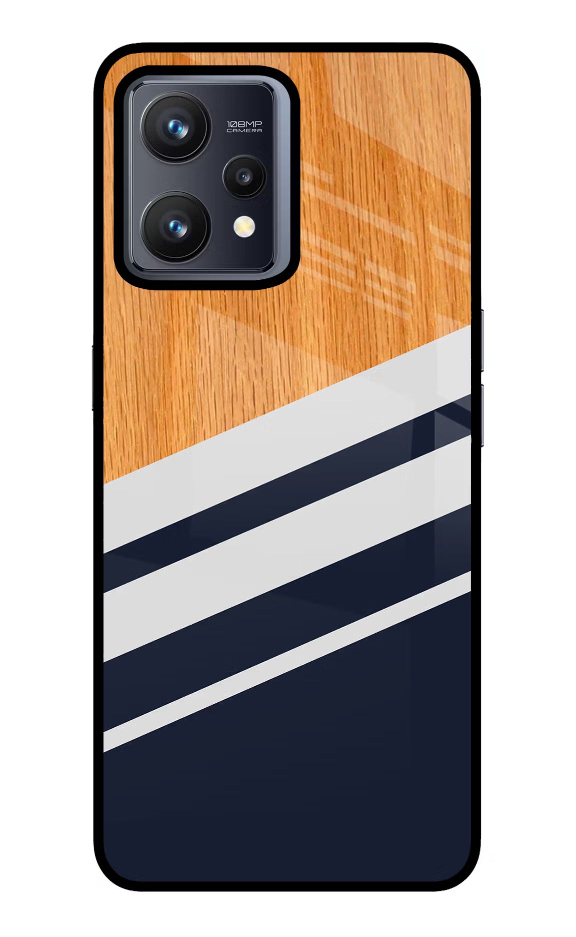 Blue and white wooden Realme 9 4G Back Cover - Blue and white wooden Realme 9 4G Glass Case Back Cover by Casekaro Blue and white wooden Realme 9 4G Glass Case Back Cover by Casekaro