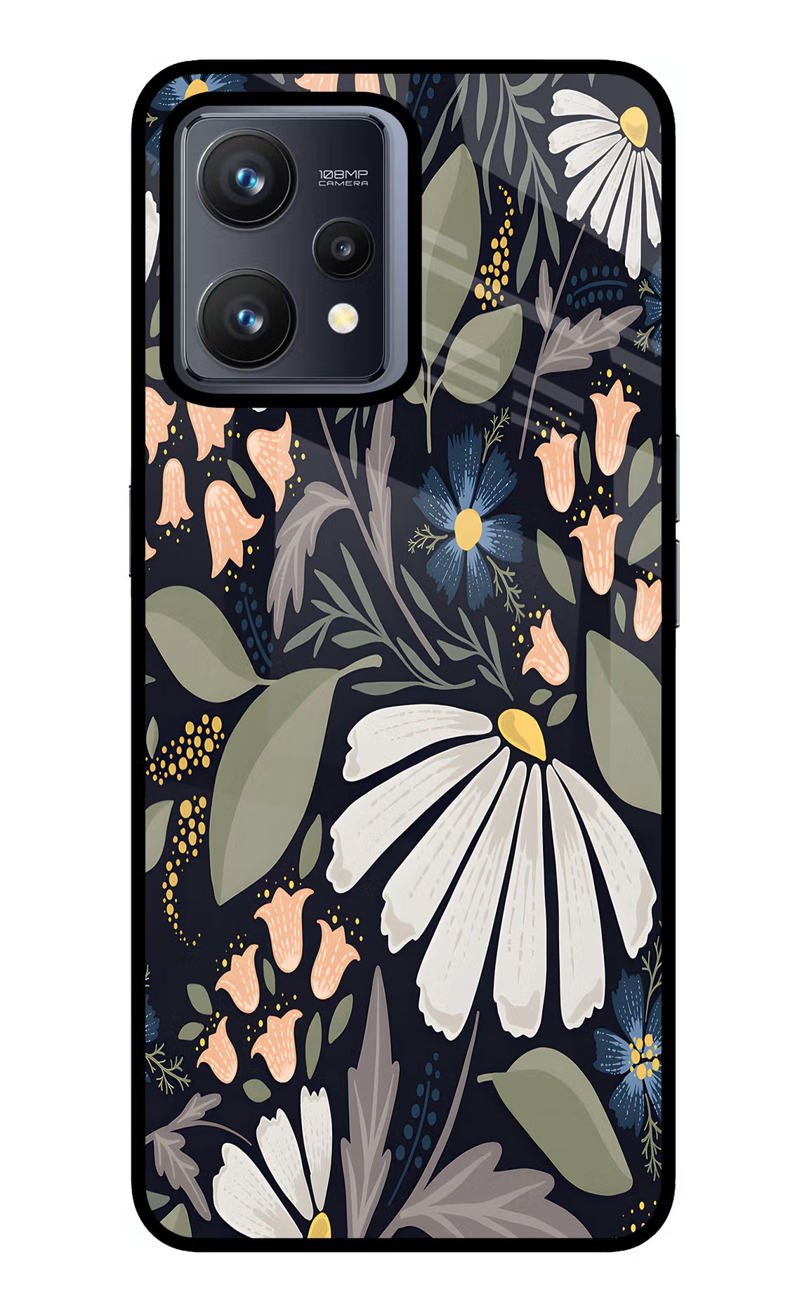 Flowers Art Realme 9 4G Back Cover - Flowers Art Realme 9 4G Glass Case Back Cover by Casekaro Flowers Art Realme 9 4G Glass Case Back Cover by Casekaro