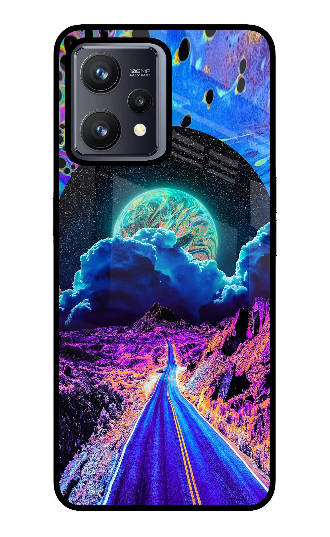 Psychedelic Painting Realme 9 4G Back Cover - Psychedelic Painting Realme 9 4G Glass Case Back Cover by Casekaro Psychedelic Painting Realme 9 4G Glass Case Back Cover by Casekaro