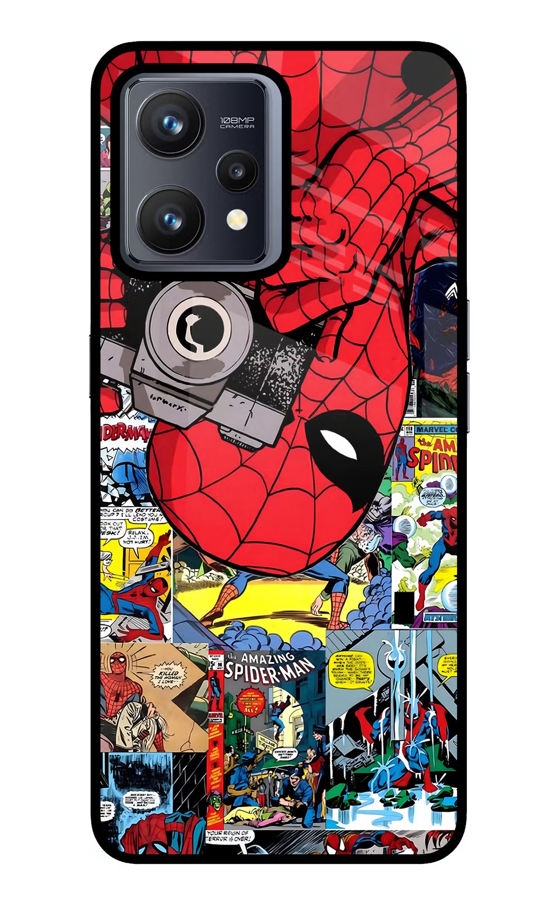 Spider Man Realme 9 4G Back Cover - Spider Man Realme 9 4G Glass Case Back Cover by Casekaro Spider Man Realme 9 4G Glass Case Back Cover by Casekaro