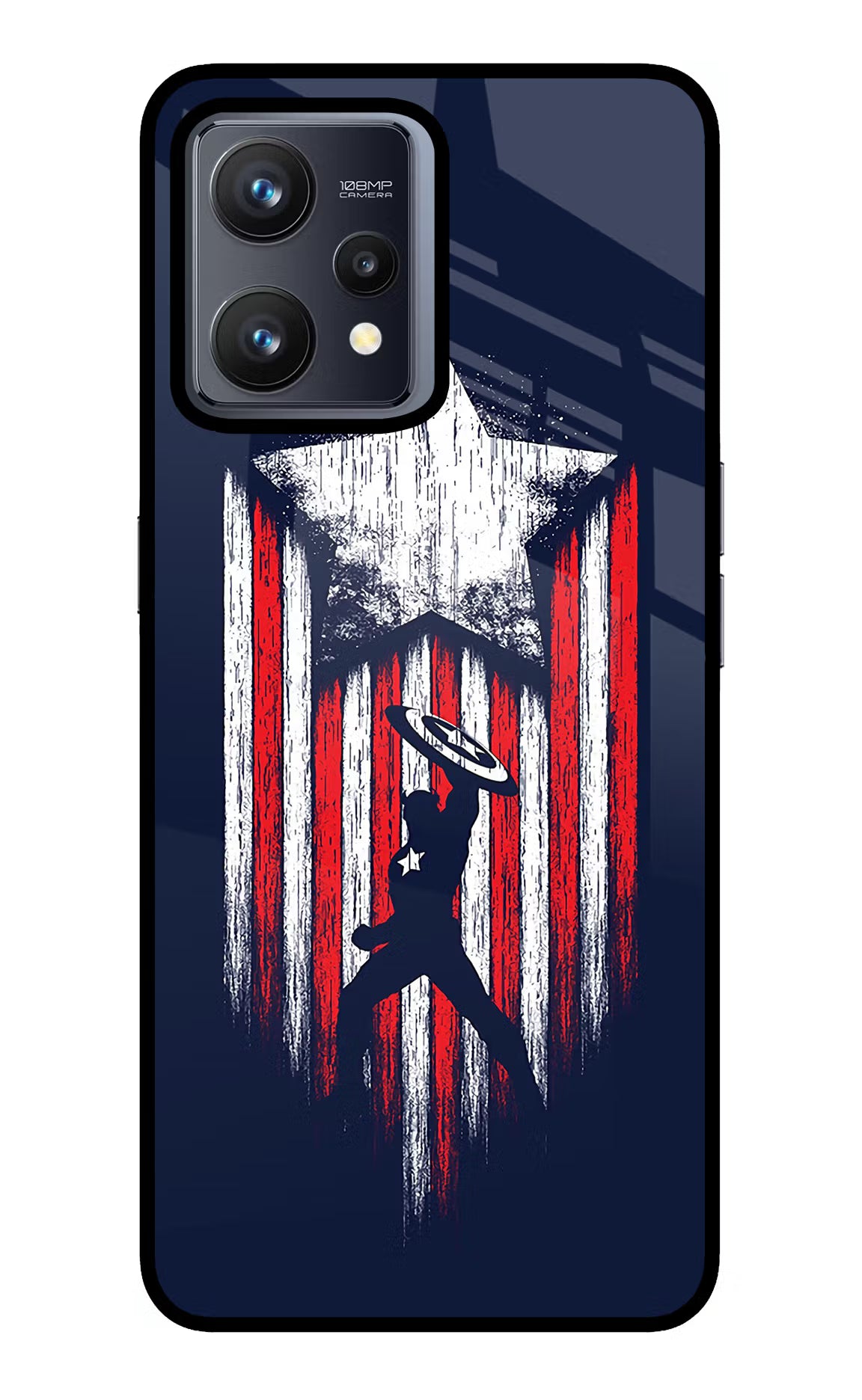 Captain America Marvel Art Realme 9 4G Back Cover - Captain America Marvel Art Realme 9 4G Glass Case Back Cover by Casekaro Captain America Marvel Art Realme 9 4G Glass Case Back Cover by Casekaro