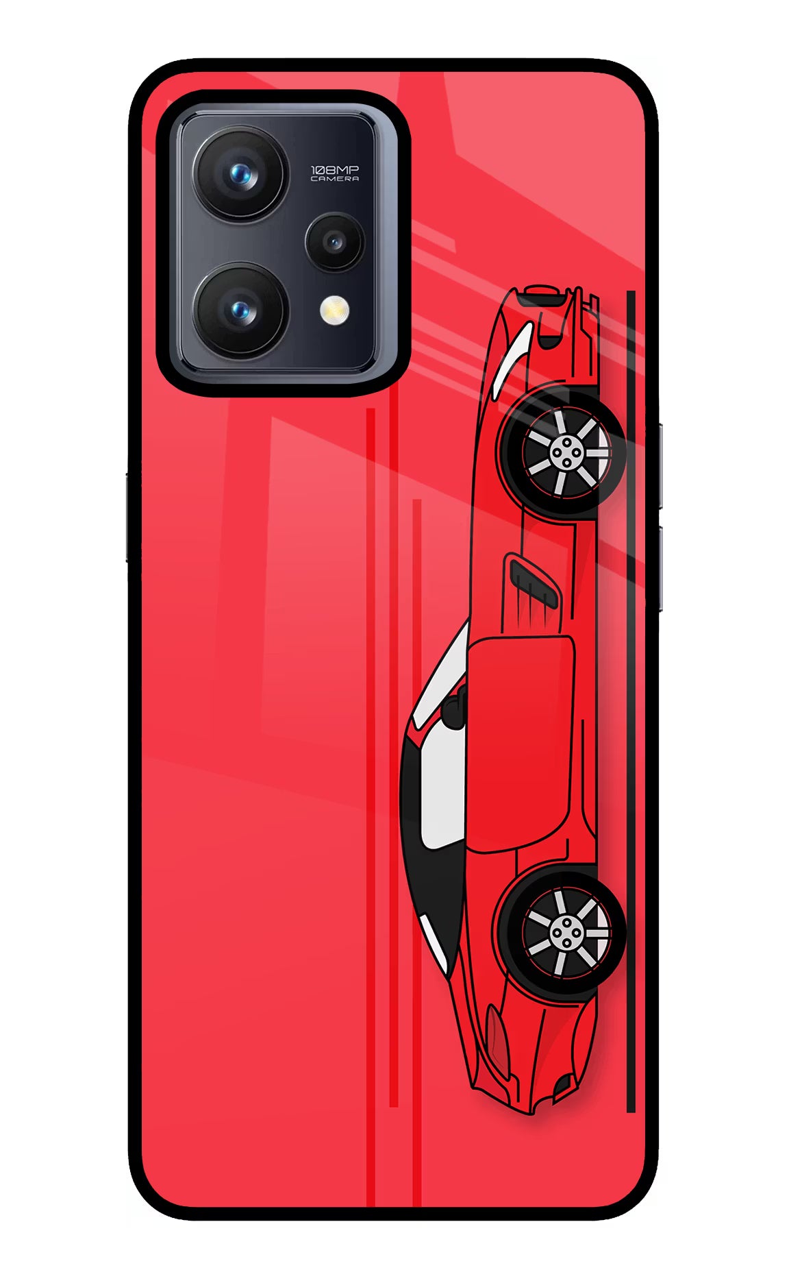 Red Velocity Realme 9 4G Back Cover - Red Velocity Realme 9 4G Glass Case Back Cover by Casekaro Red Velocity Realme 9 4G Glass Case Back Cover by Casekaro