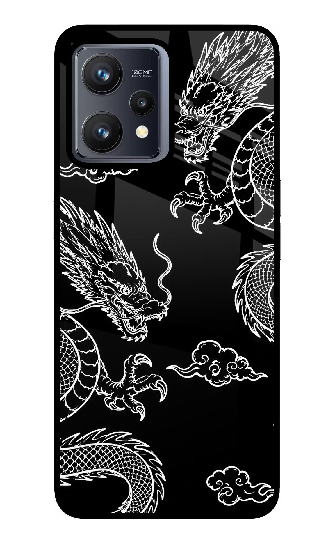 Twin Dragons Realme 9 4G Back Cover - Twin Dragons Realme 9 4G Glass Case Back Cover by Casekaro Twin Dragons Realme 9 4G Glass Case Back Cover by Casekaro