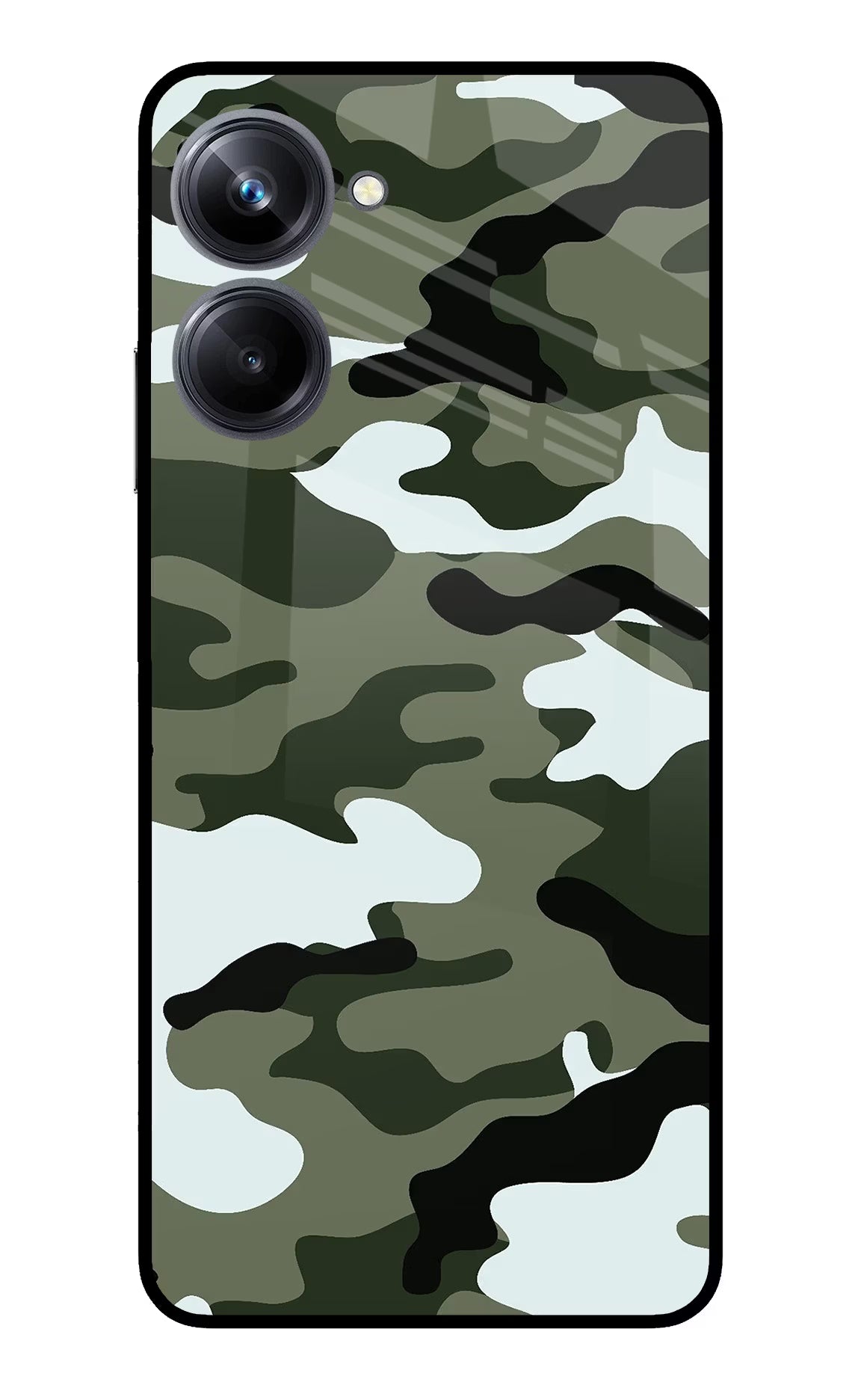 Camouflage Realme 10 Pro 5G Back Cover - Camouflage Realme 10 Pro 5G Glass Case Back Cover by Casekaro Camouflage Realme 10 Pro 5G Glass Case Back Cover by Casekaro