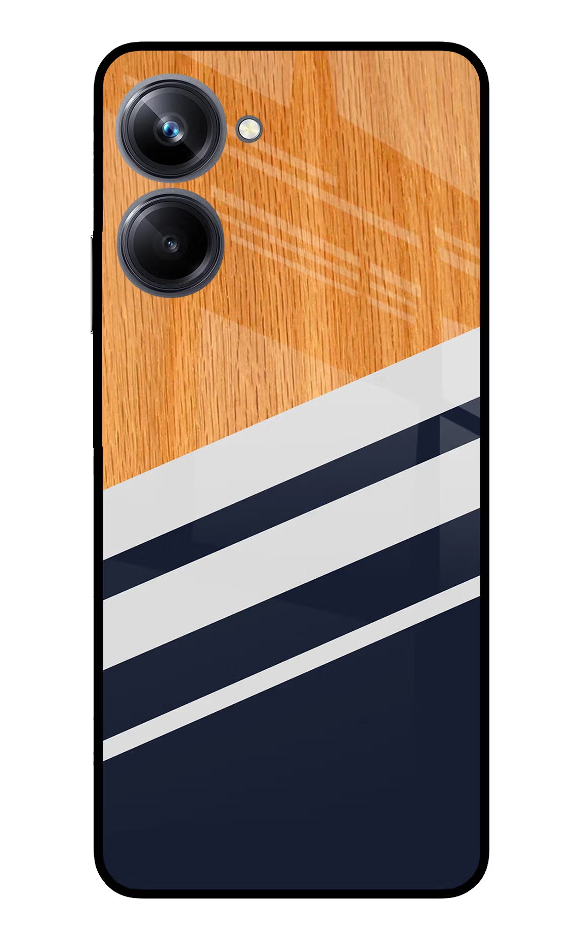 Blue and white wooden Realme 10 Pro 5G Back Cover - Blue and white wooden Realme 10 Pro 5G Glass Case Back Cover by Casekaro Blue and white wooden Realme 10 Pro 5G Glass Case Back Cover by Casekaro