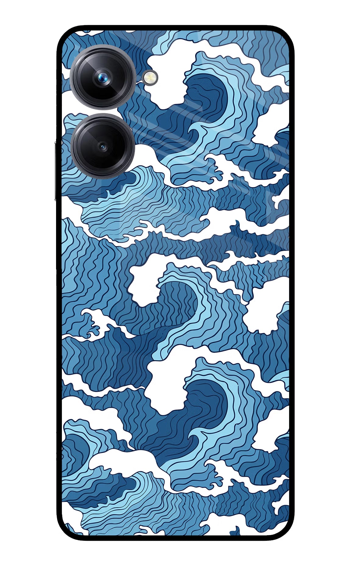 Blue Waves Realme 10 Pro 5G Back Cover - Blue Waves Realme 10 Pro 5G Glass Case Back Cover by Casekaro Blue Waves Realme 10 Pro 5G Glass Case Back Cover by Casekaro