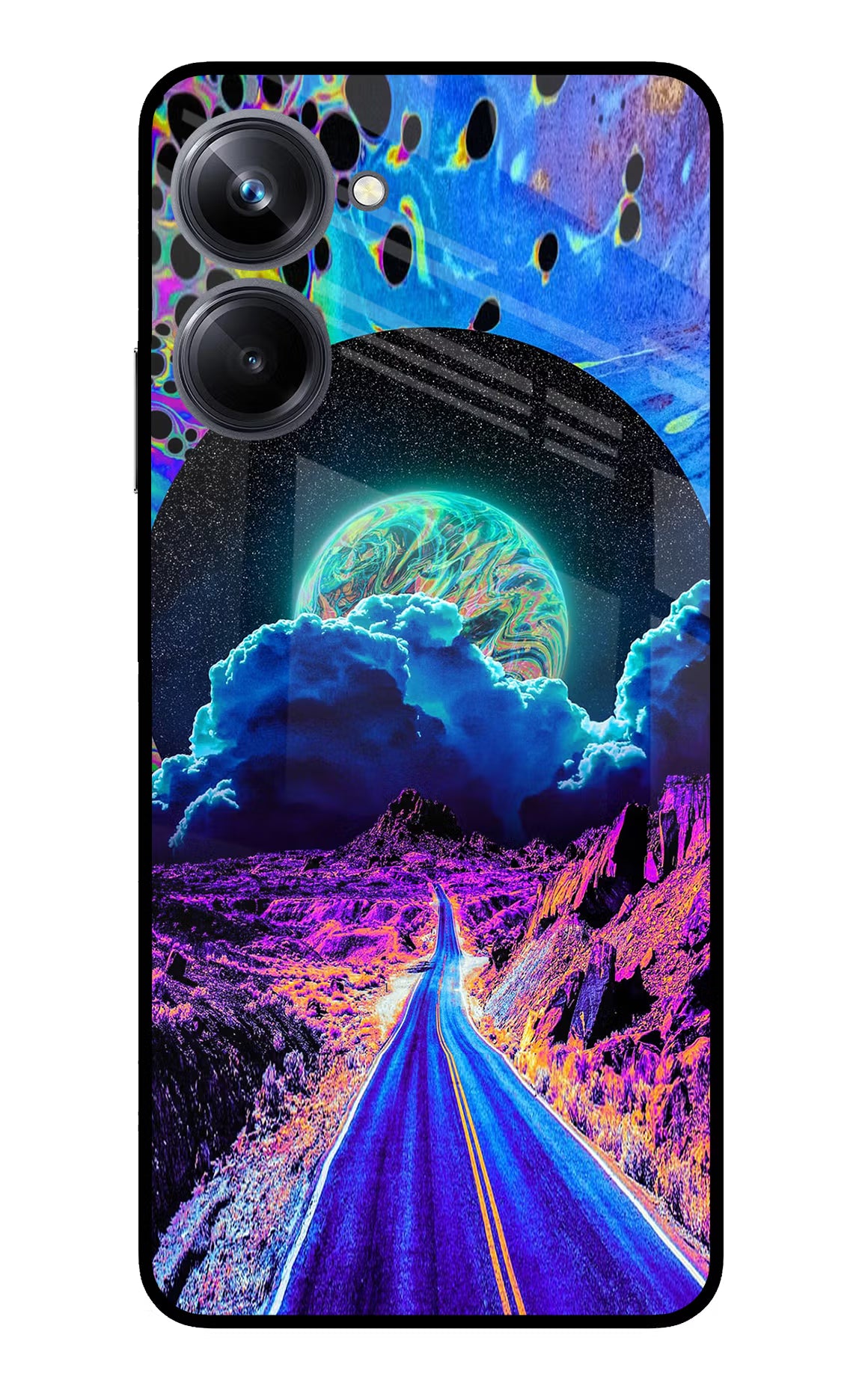 Psychedelic Painting Realme 10 Pro 5G Back Cover - Psychedelic Painting Realme 10 Pro 5G Glass Case Back Cover by Casekaro Psychedelic Painting Realme 10 Pro 5G Glass Case Back Cover by Casekaro