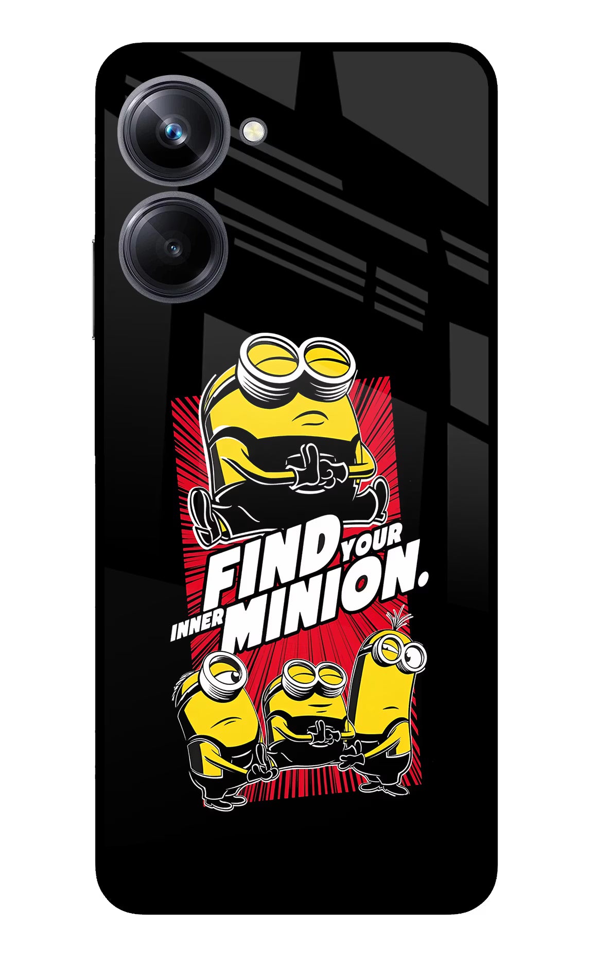 Find your inner Minion Realme 10 Pro 5G Back Cover - Find your inner Minion Realme 10 Pro 5G Glass Case Back Cover by Casekaro Find your inner Minion Realme 10 Pro 5G Glass Case Back Cover by Casekaro