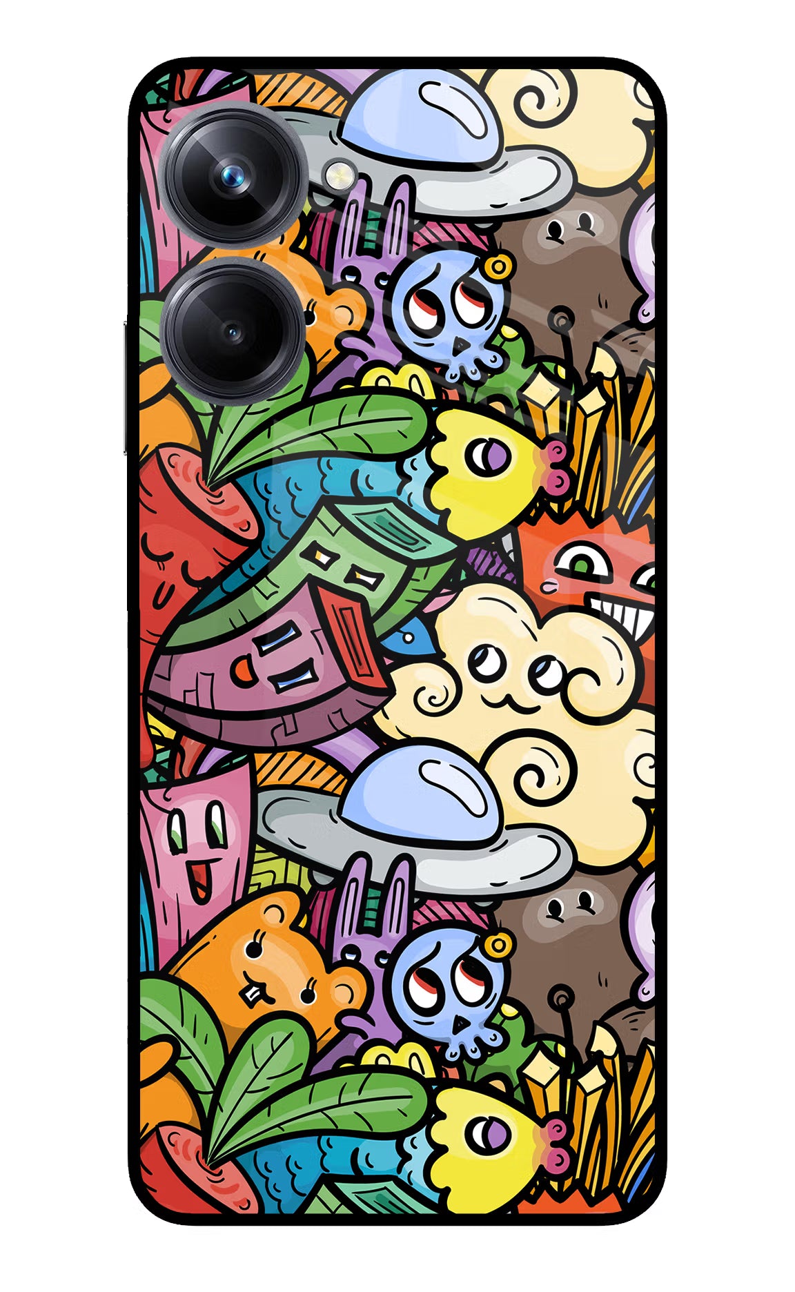 Veggie Doodle Realme 10 Pro 5G Glass Case - Veggie Doodle Realme 10 Pro 5G Glass Case Veggie Doodle Realme 10 Pro 5G Glass Case