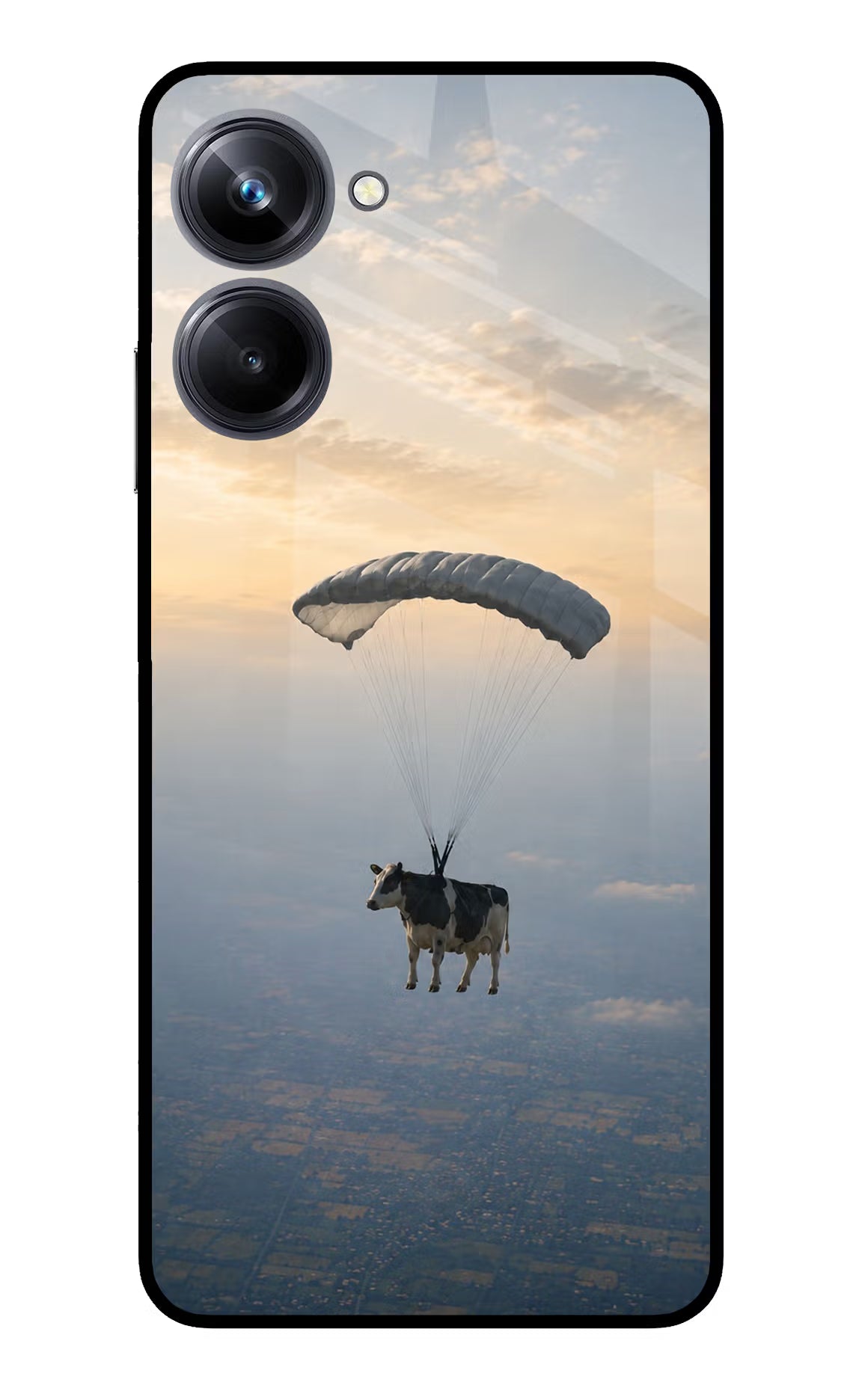 Skydiving Cow Realme 10 Pro 5G Glass Case - Skydiving Cow Realme 10 Pro 5G Glass Case Skydiving Cow Realme 10 Pro 5G Glass Case