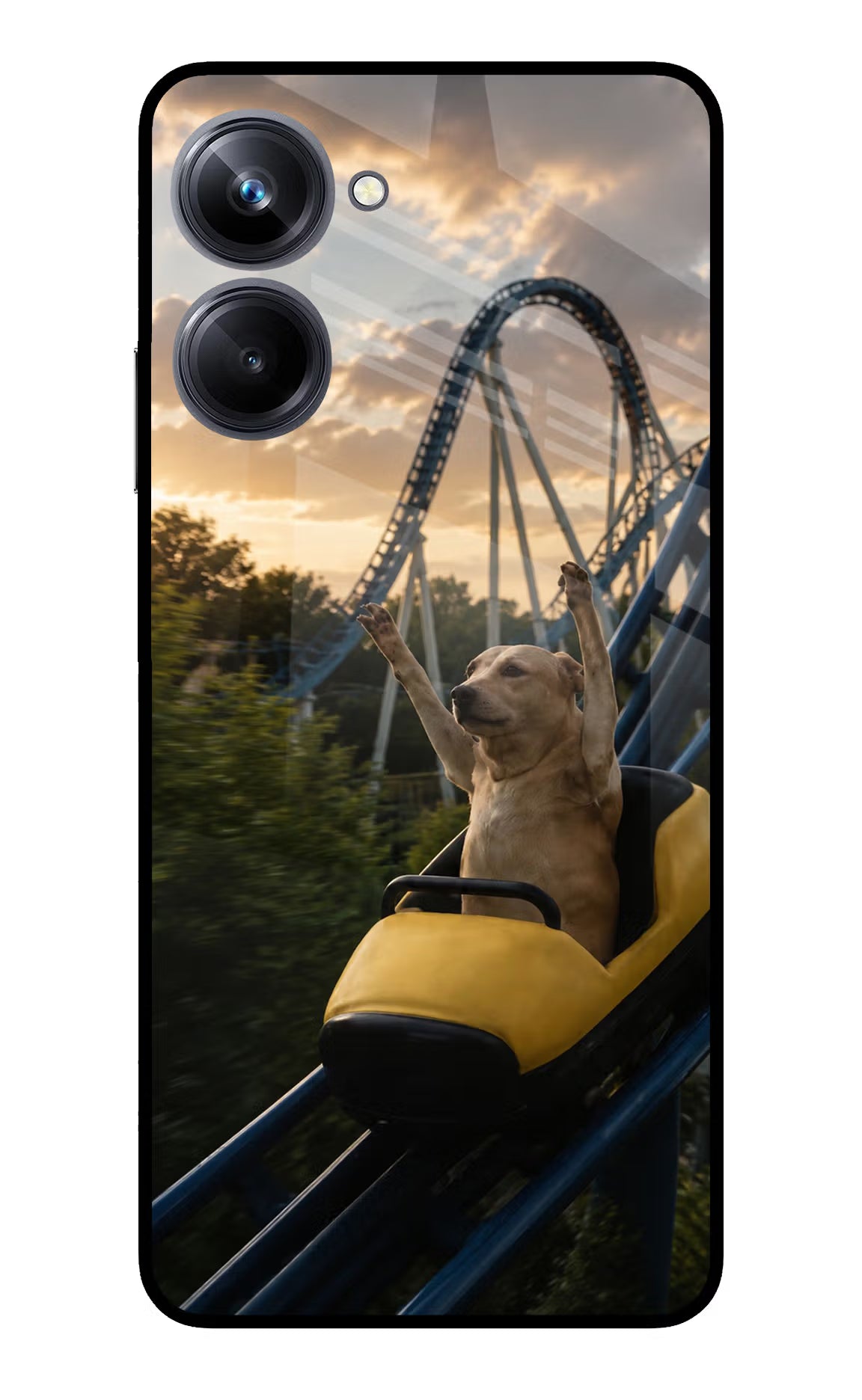 Rollercoaster Dog Realme 10 Pro 5G Glass Case - Rollercoaster Dog Realme 10 Pro 5G Glass Case Rollercoaster Dog Realme 10 Pro 5G Glass Case