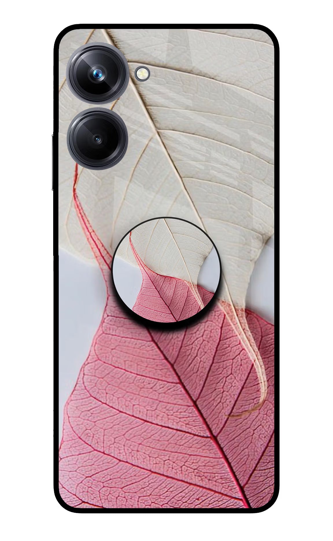 White Pink Leaf Realme 10 Pro 5G Pop Case - White Pink Leaf Realme 10 Pro 5G Pop Case by Casekaro White Pink Leaf Realme 10 Pro 5G Pop Case by Casekaro