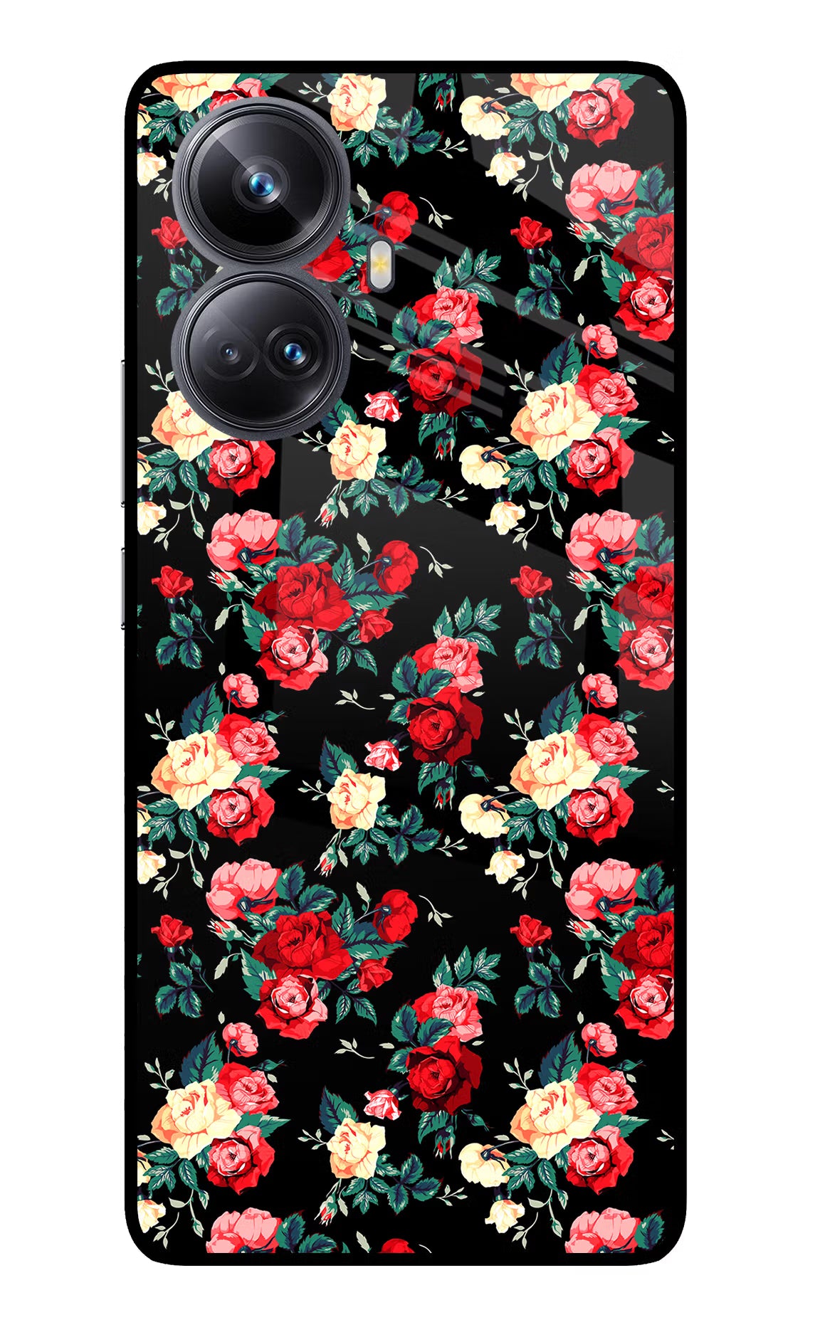 Rose Pattern Realme 10 Pro+ 5G Glass Case - Rose Pattern Realme 10 Pro+ 5G Glass Case Rose Pattern Realme 10 Pro+ 5G Glass Case