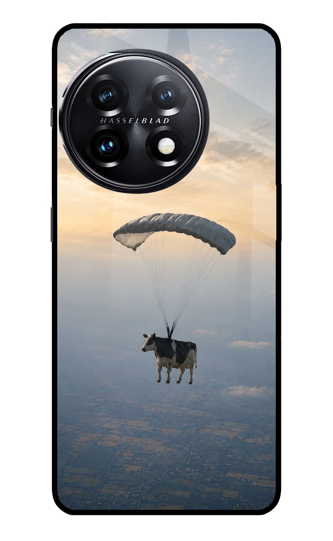 Skydiving Cow OnePlus 11 5G Glass Case - Skydiving Cow OnePlus 11 5G Glass Case Skydiving Cow OnePlus 11 5G Glass Case