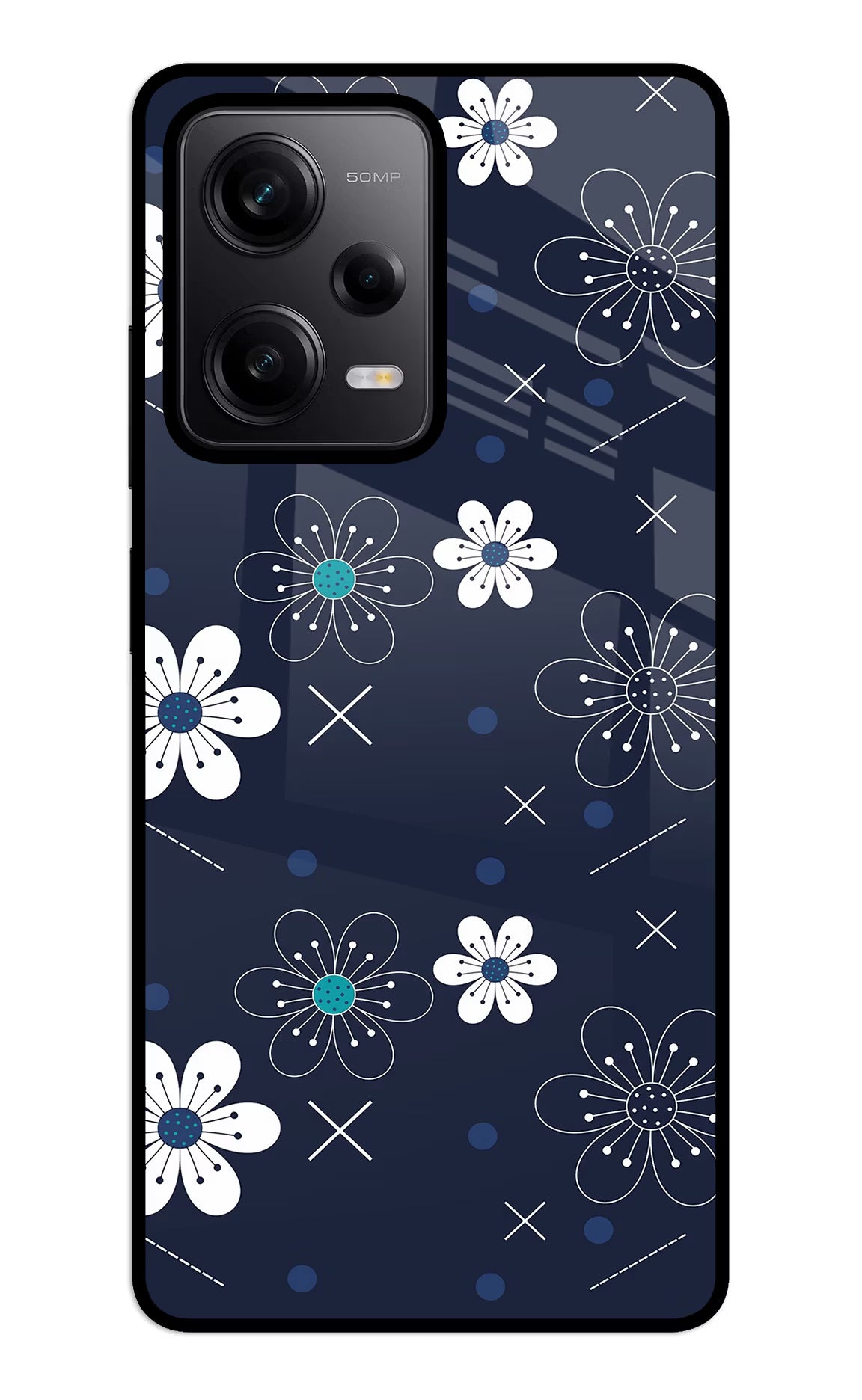 Flowers Redmi Note 12 5G Back Cover - Flowers Redmi Note 12 5G Glass Case Back Cover by Casekaro Flowers Redmi Note 12 5G Glass Case Back Cover by Casekaro