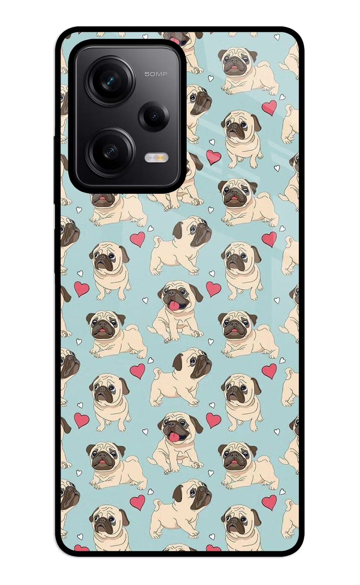 Pug Dog Redmi Note 12 5G Back Cover - Pug Dog Redmi Note 12 5G Glass Case Back Cover by Casekaro Pug Dog Redmi Note 12 5G Glass Case Back Cover by Casekaro