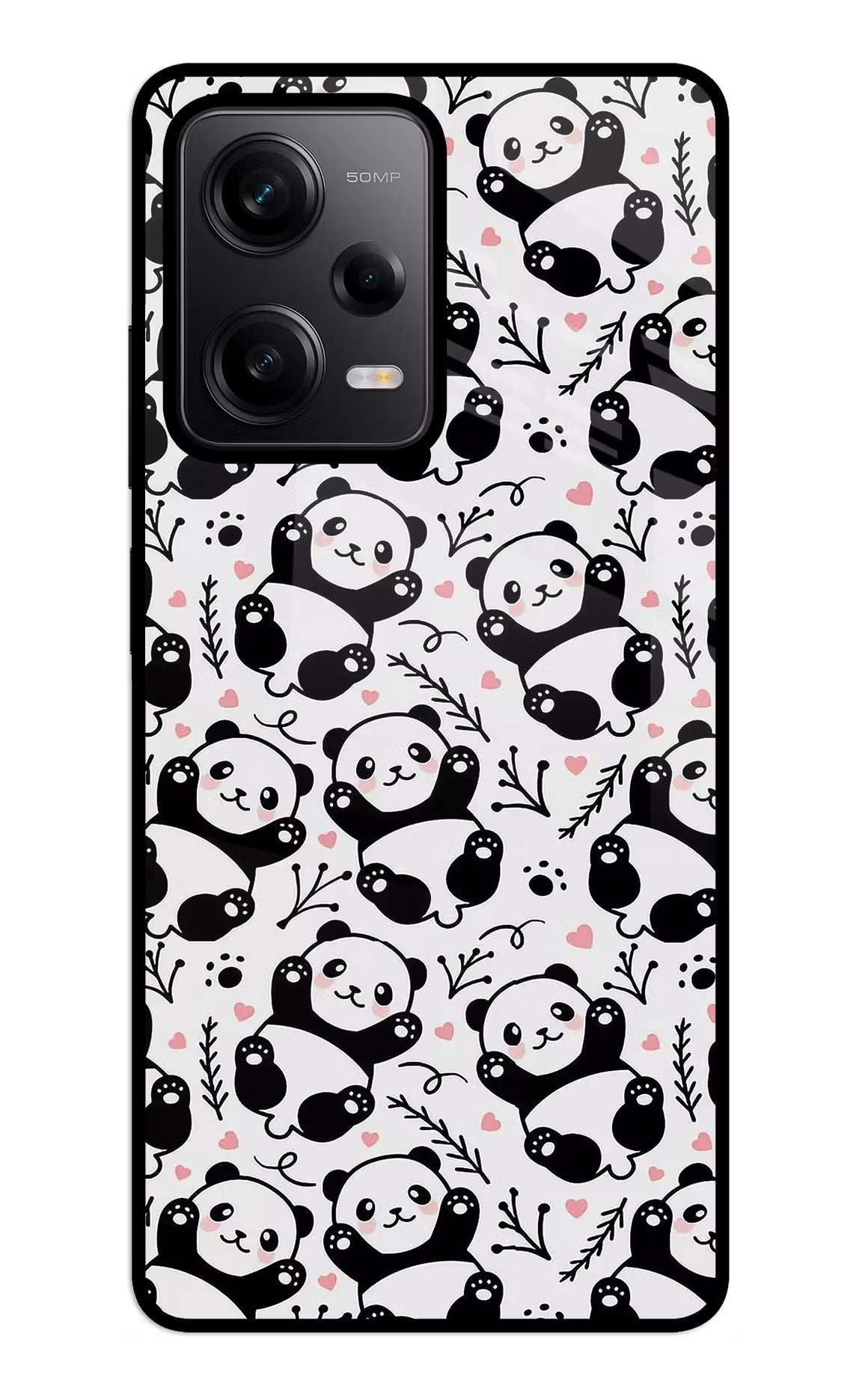 Cute Panda Redmi Note 12 5G Back Cover - Cute Panda Redmi Note 12 5G Glass Case Back Cover by Casekaro Cute Panda Redmi Note 12 5G Glass Case Back Cover by Casekaro