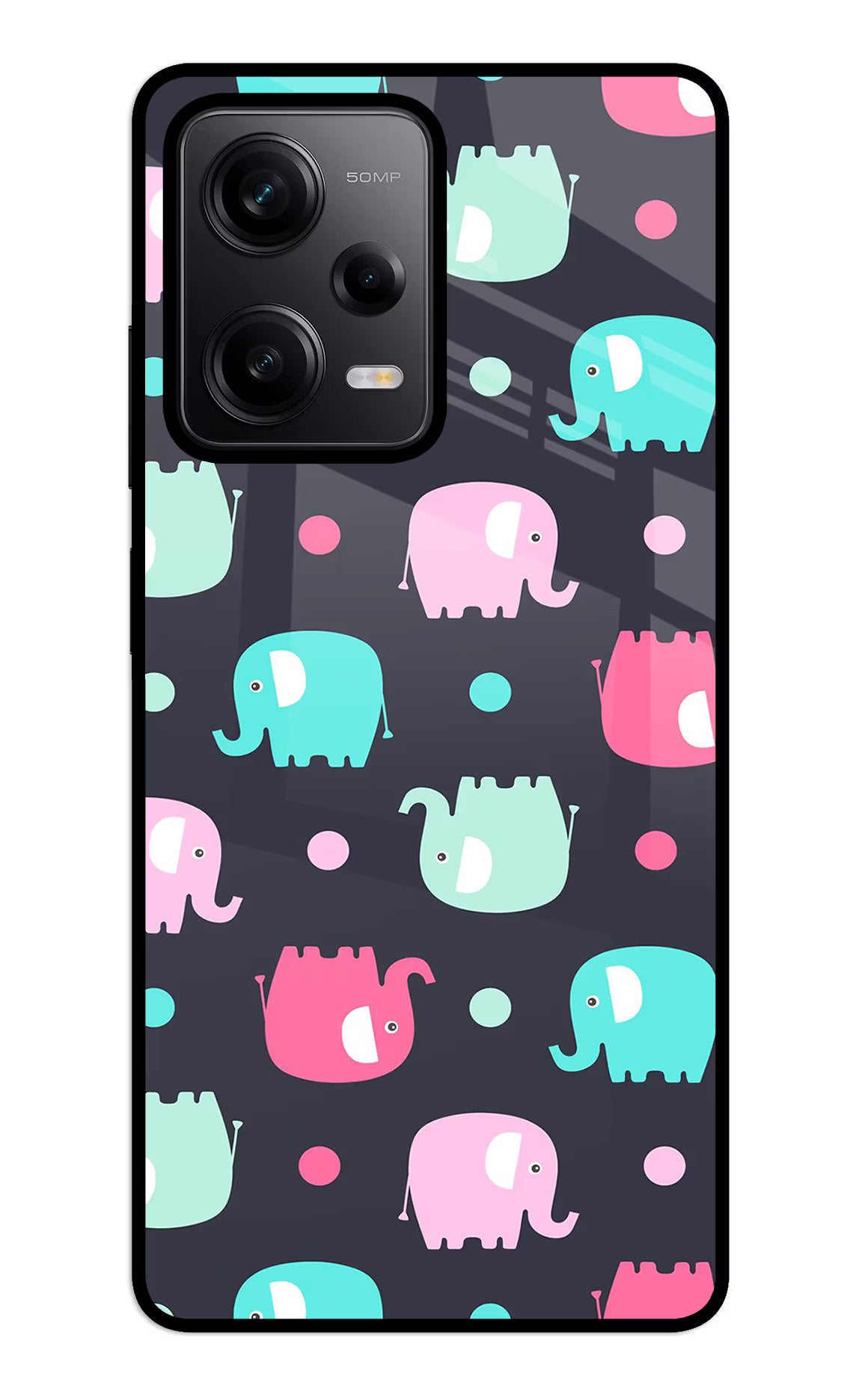 Elephants Redmi Note 12 5G Back Cover - Elephants Redmi Note 12 5G Glass Case Back Cover by Casekaro Elephants Redmi Note 12 5G Glass Case Back Cover by Casekaro