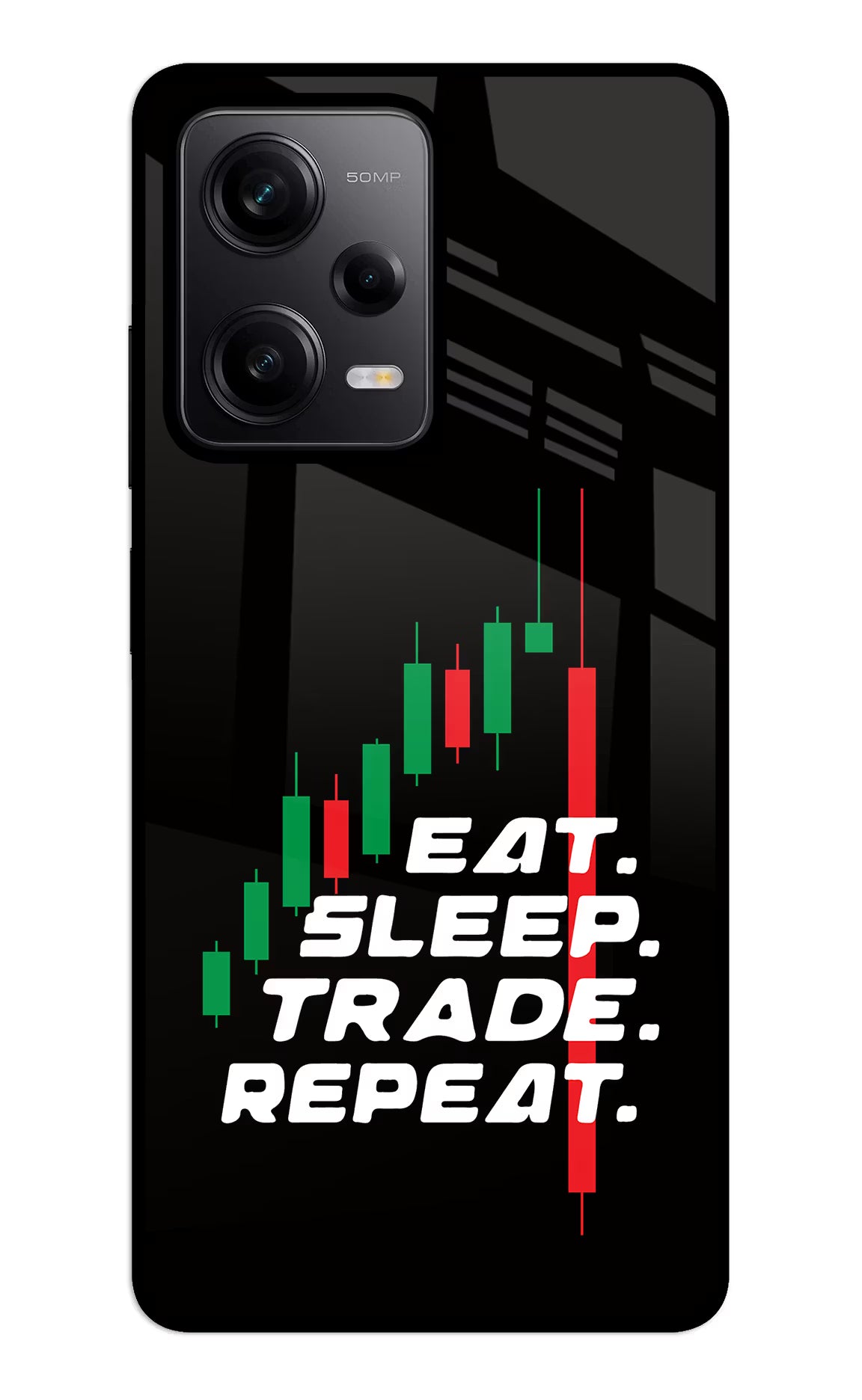Eat Sleep Trade Repeat Redmi Note 12 5G Back Cover - Eat Sleep Trade Repeat Redmi Note 12 5G Glass Case Back Cover by Casekaro Eat Sleep Trade Repeat Redmi Note 12 5G Glass Case Back Cover by Casekaro