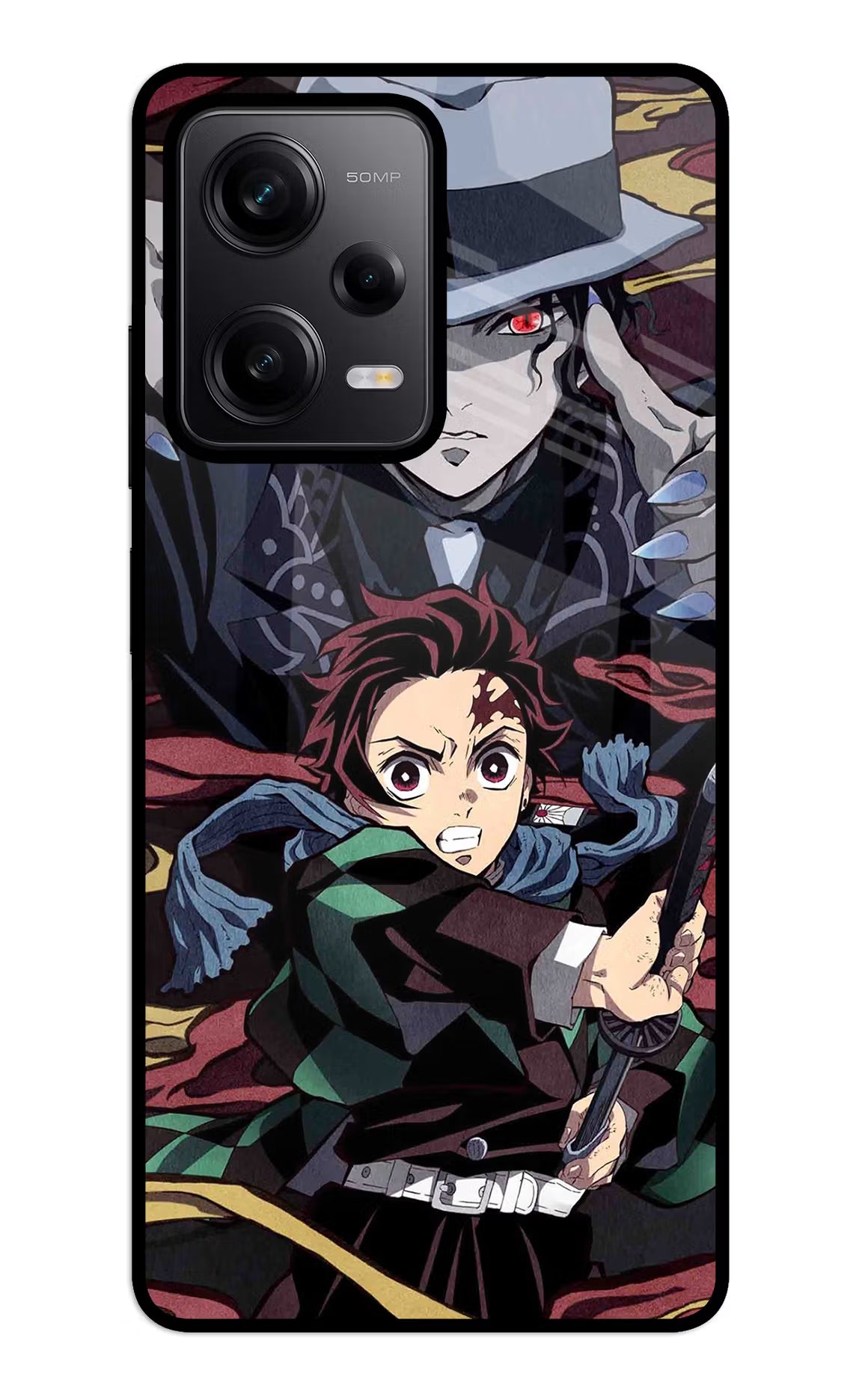 Demon Slayer Redmi Note 12 5G Back Cover - Demon Slayer Redmi Note 12 5G Glass Case Back Cover by Casekaro Demon Slayer Redmi Note 12 5G Glass Case Back Cover by Casekaro
