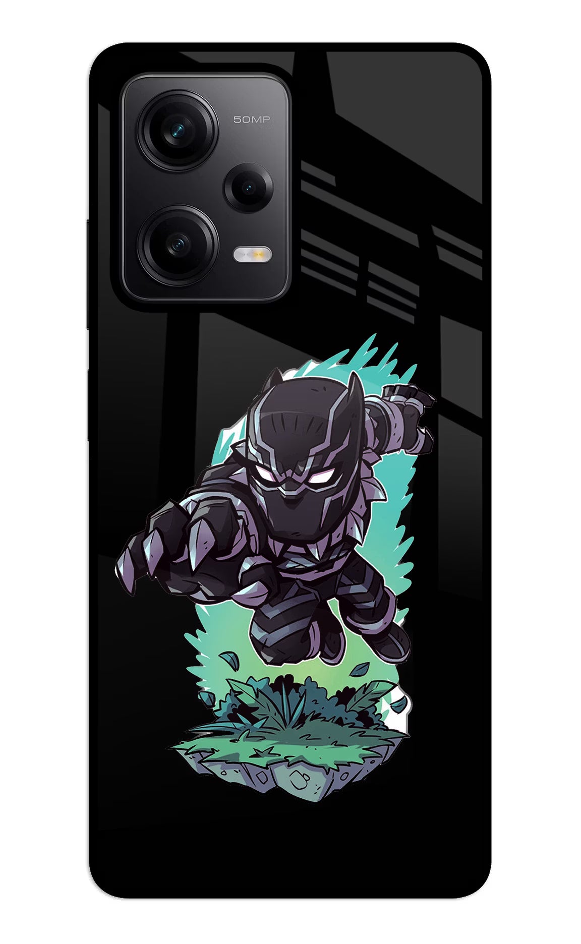 Black Panther Redmi Note 12 5G Back Cover - Black Panther Redmi Note 12 5G Glass Case Back Cover by Casekaro Black Panther Redmi Note 12 5G Glass Case Back Cover by Casekaro