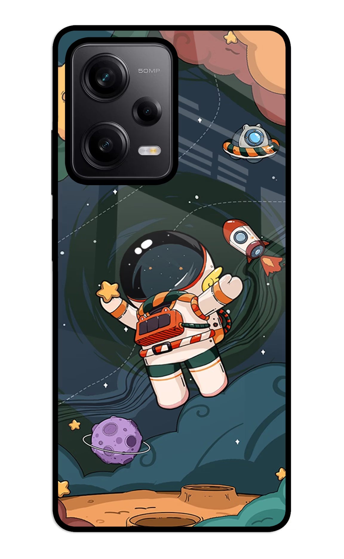 Cartoon Astronaut Redmi Note 12 5G Glass Case - Cartoon Astronaut Redmi Note 12 5G Glass Case Cartoon Astronaut Redmi Note 12 5G Glass Case