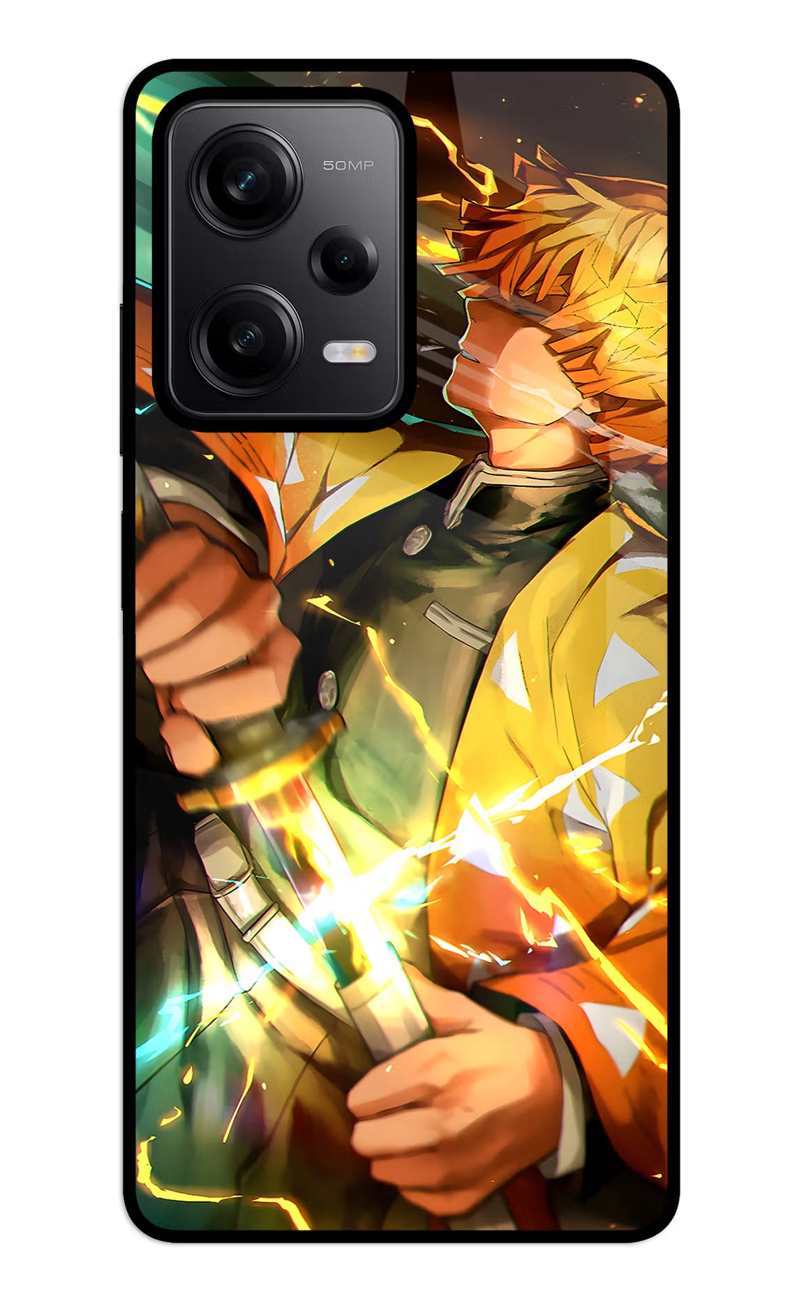 Demon Slayer Redmi Note 12 5G Back Cover - Demon Slayer Redmi Note 12 5G Glass Case Back Cover by Casekaro Demon Slayer Redmi Note 12 5G Glass Case Back Cover by Casekaro