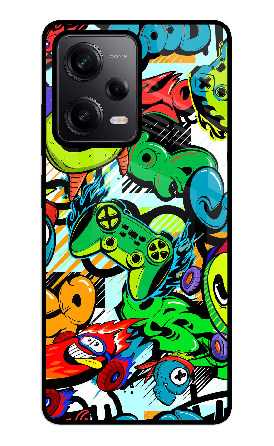 Game Doodle Redmi Note 12 5G Back Cover - Game Doodle Redmi Note 12 5G Glass Case Back Cover by Casekaro Game Doodle Redmi Note 12 5G Glass Case Back Cover by Casekaro